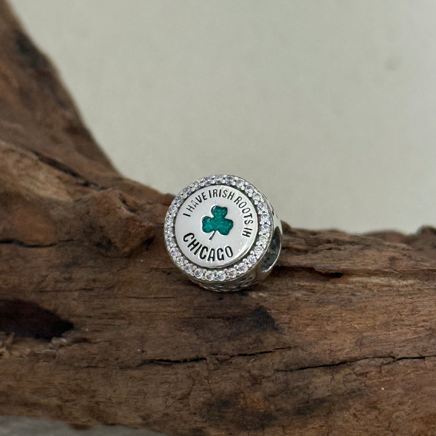 Chicago I Have Irish Roots Ih Shamrock Exclusive Bead Charm S925 Silver for Pandora Bracelet