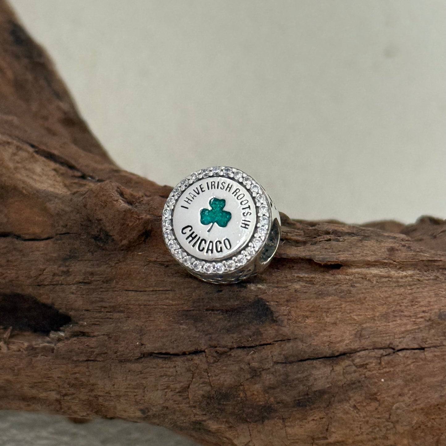Chicago I Have Irish Roots Ih Shamrock Exclusive Bead Charm S925 Silver for Pandora Bracelet