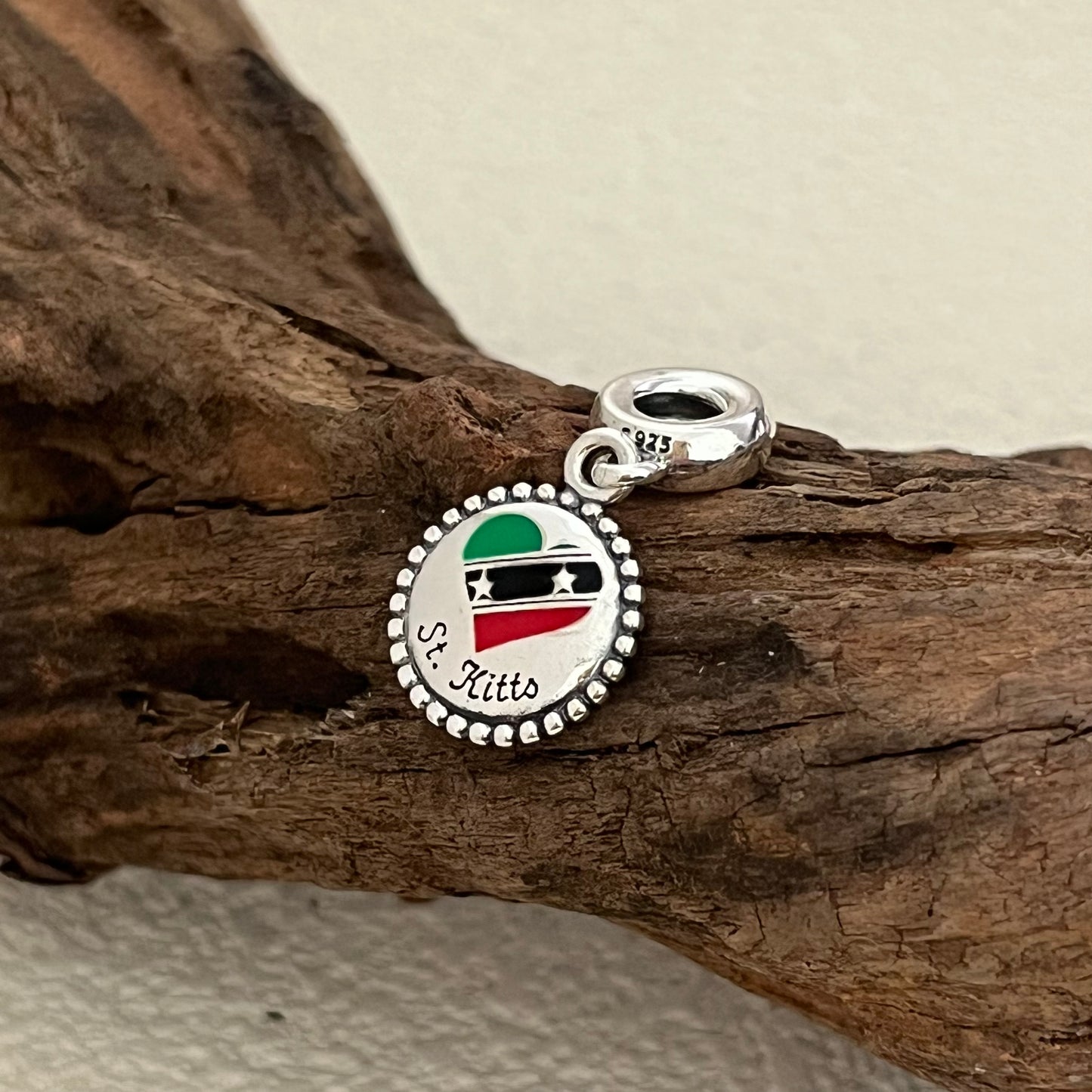 The Federation of Saint Kitts and Nevis Flag Exclusive Dangle Charm Pendant for Pandora Bracelet