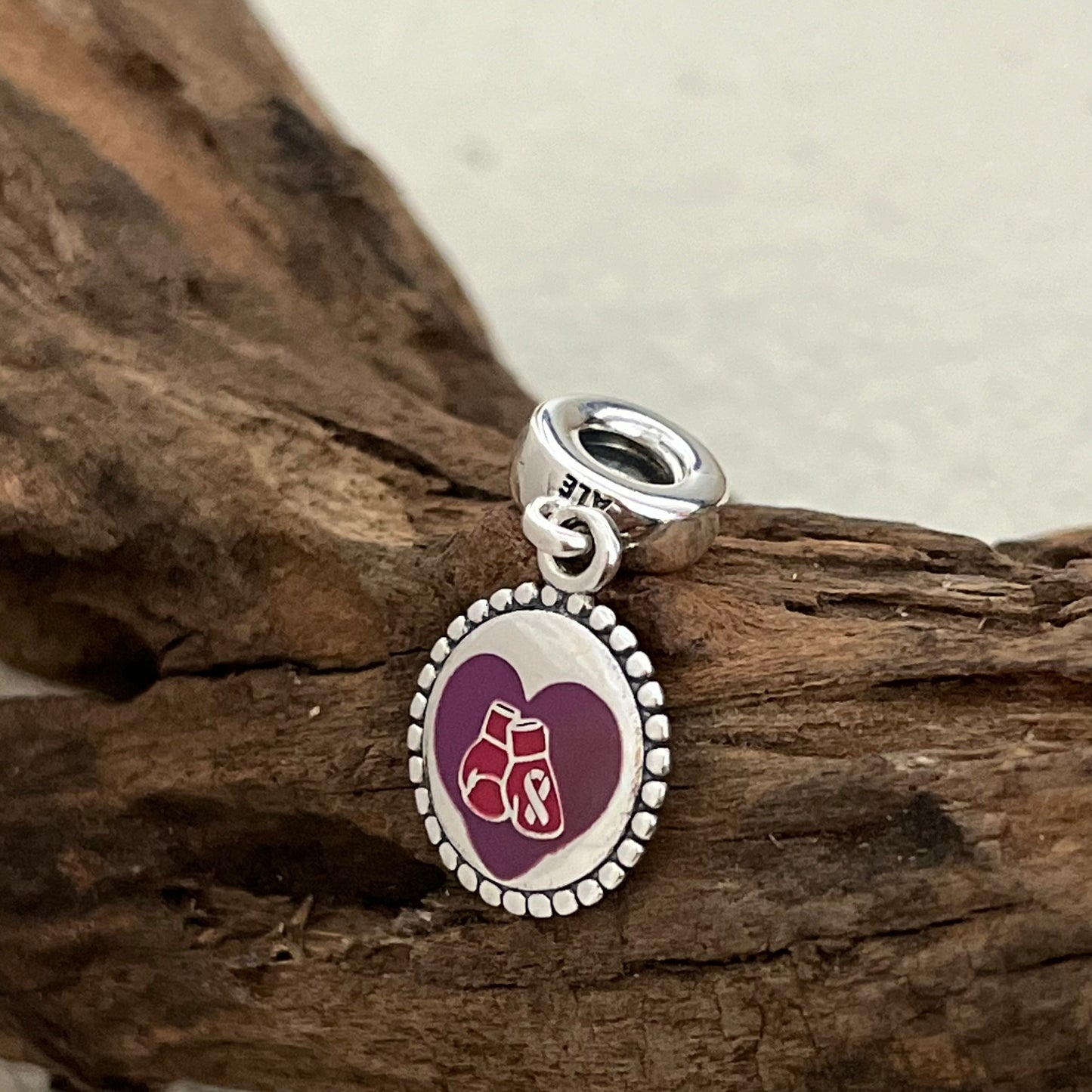 Love Hope Ribbon with Pink Purple Exclusive Dangle Charm Pendant for Pandora Bracelet