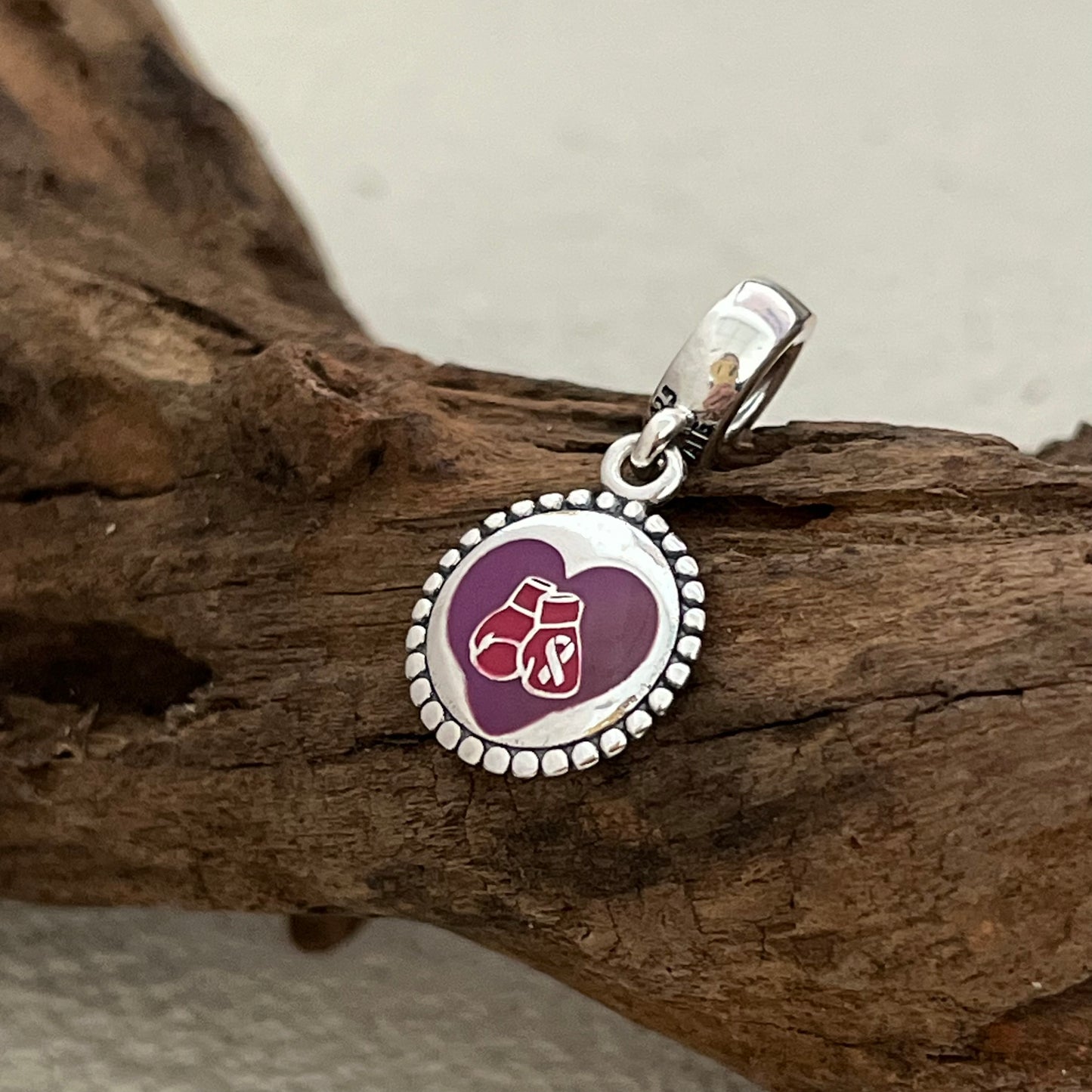 Love Hope Ribbon with Pink Purple Exclusive Dangle Charm Pendant for Pandora Bracelet