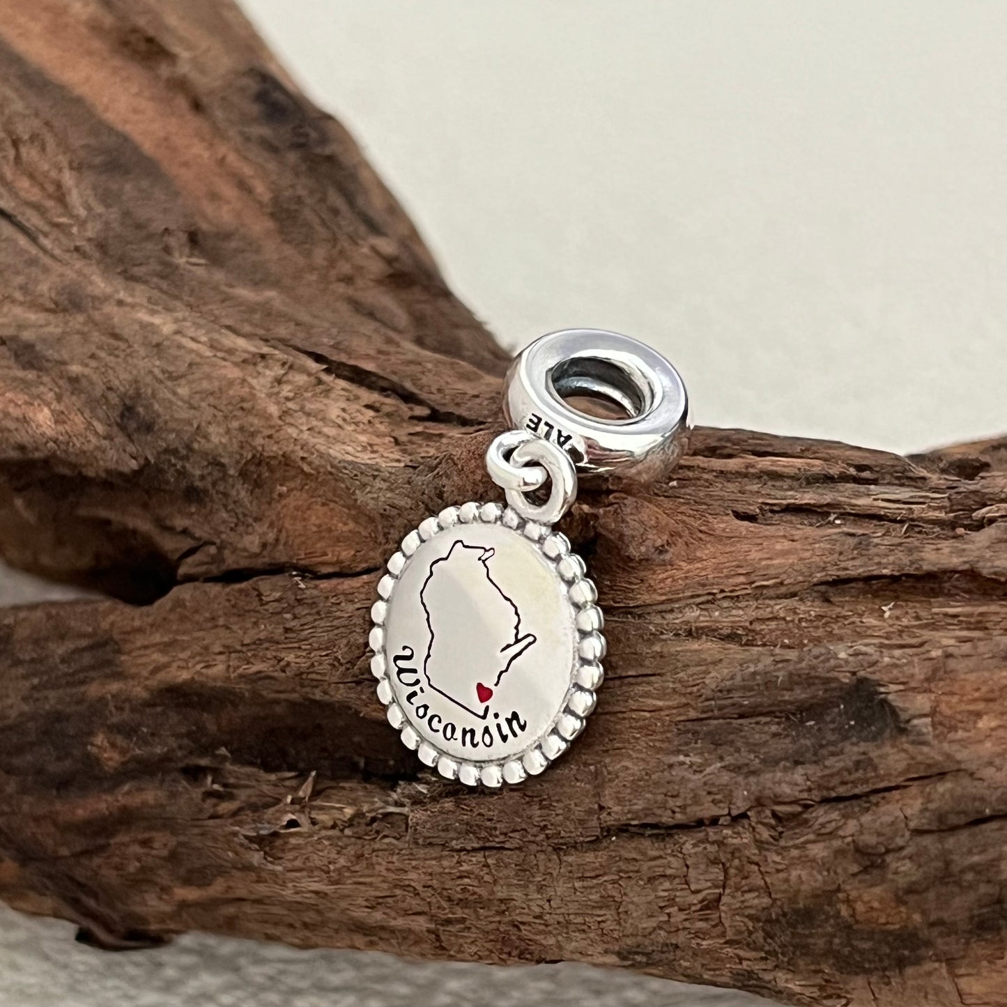 Wisconsin Map Exclusive Dangle Charm Pendant for Pandora Bracelet