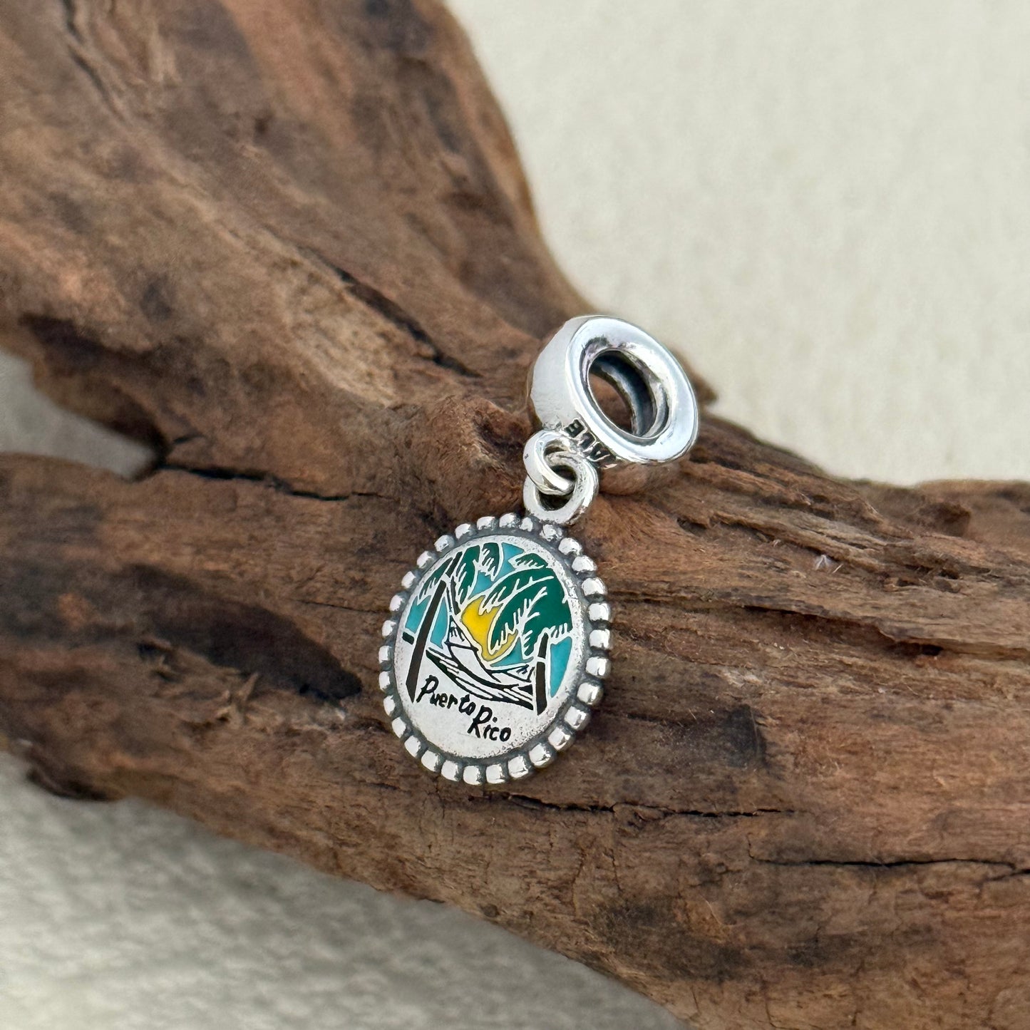Puerto Rico Beach Coconut trees Exclusive Dangle Charm Pendant for Pandora Bracelet