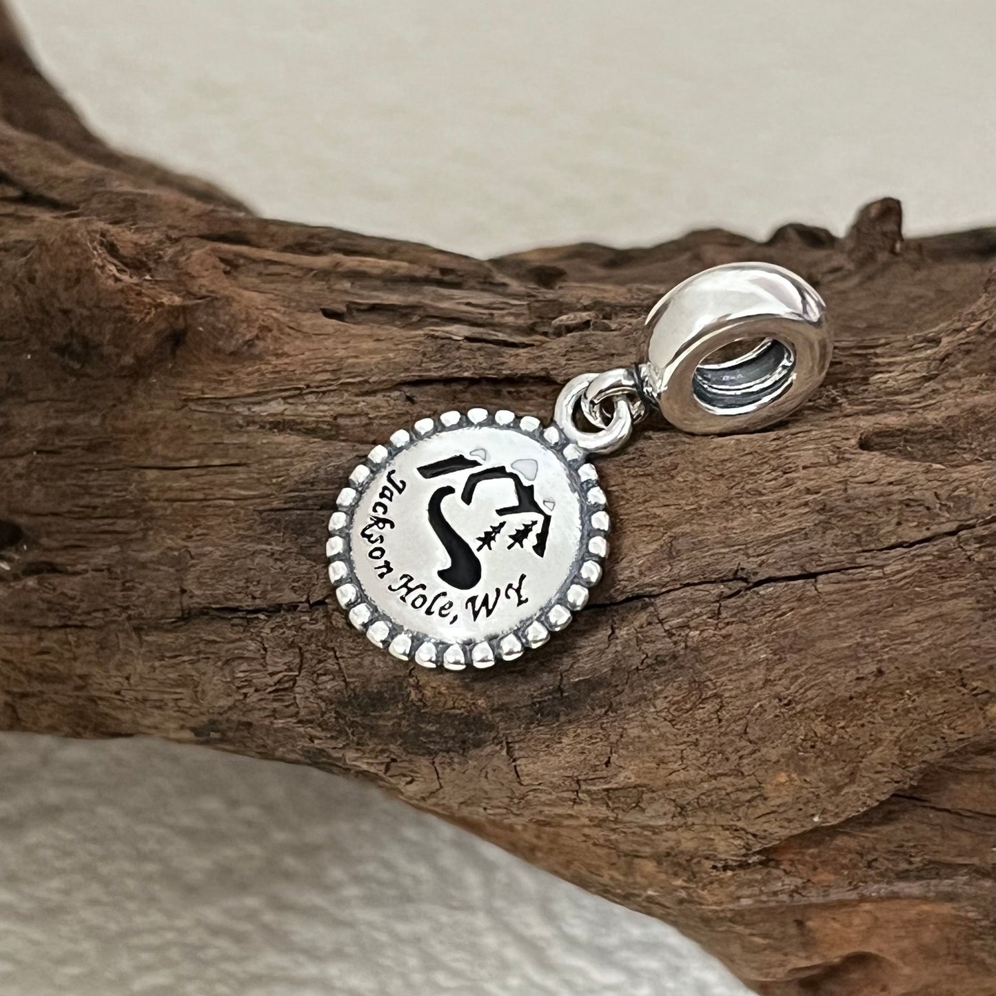 Jackson Hole .WY CHARM JH Tetons Exclusive Dangle Charm Pendant for Pandora Bracelet
