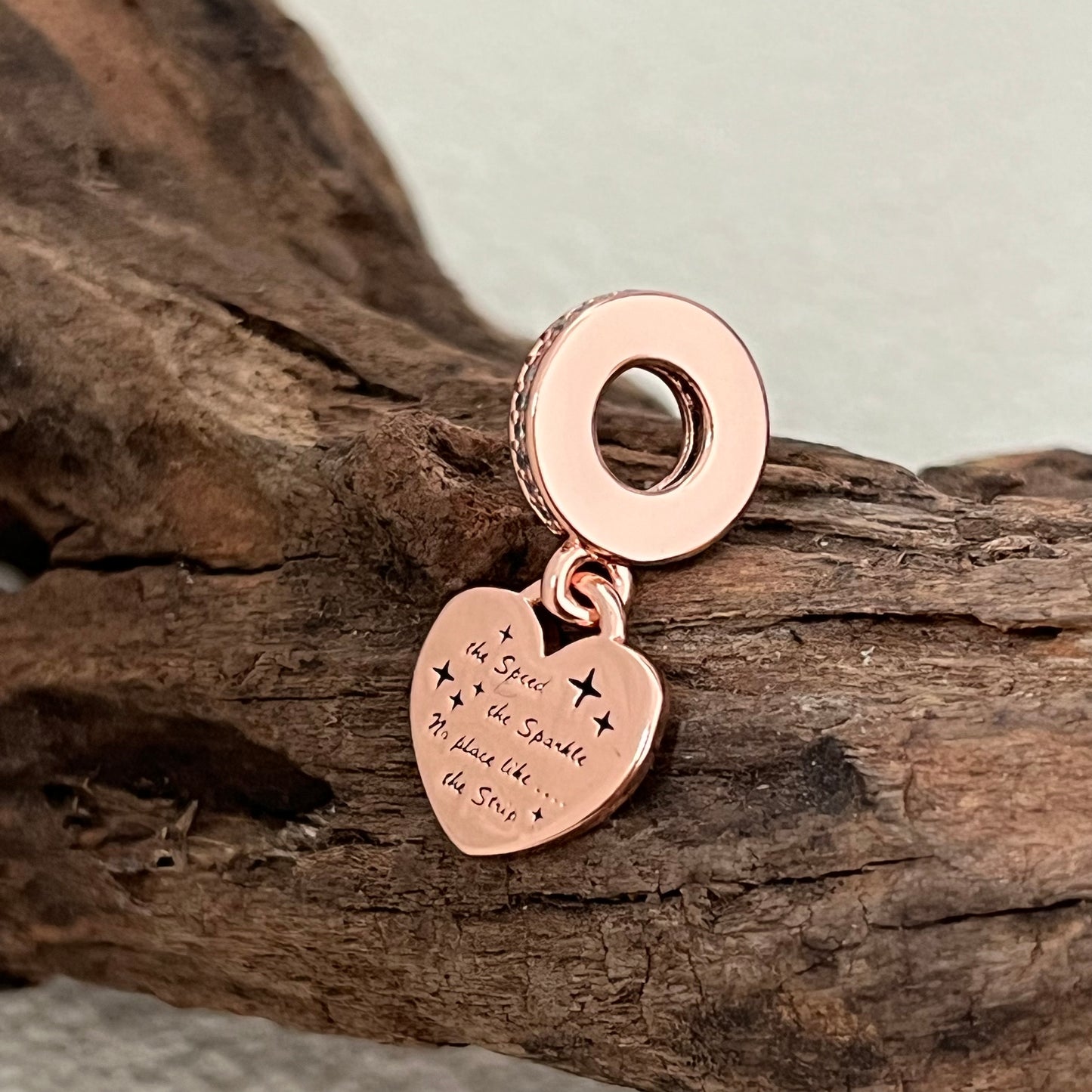 No Place Like Las Vegas Heart Exclusive Dangle Charm Pendant for Pandora Bracelet- Rose Gold
