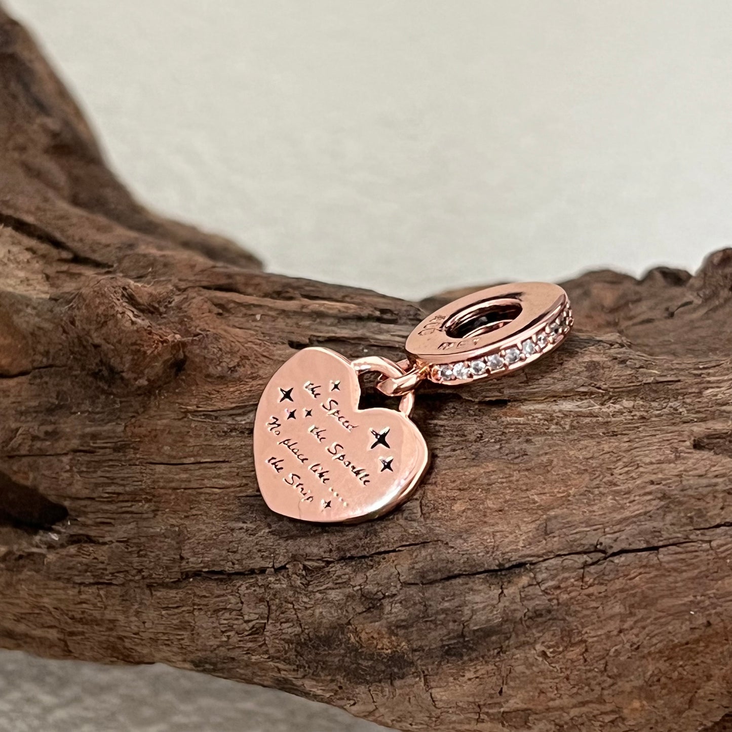No Place Like Las Vegas Heart Exclusive Dangle Charm Pendant for Pandora Bracelet- Rose Gold