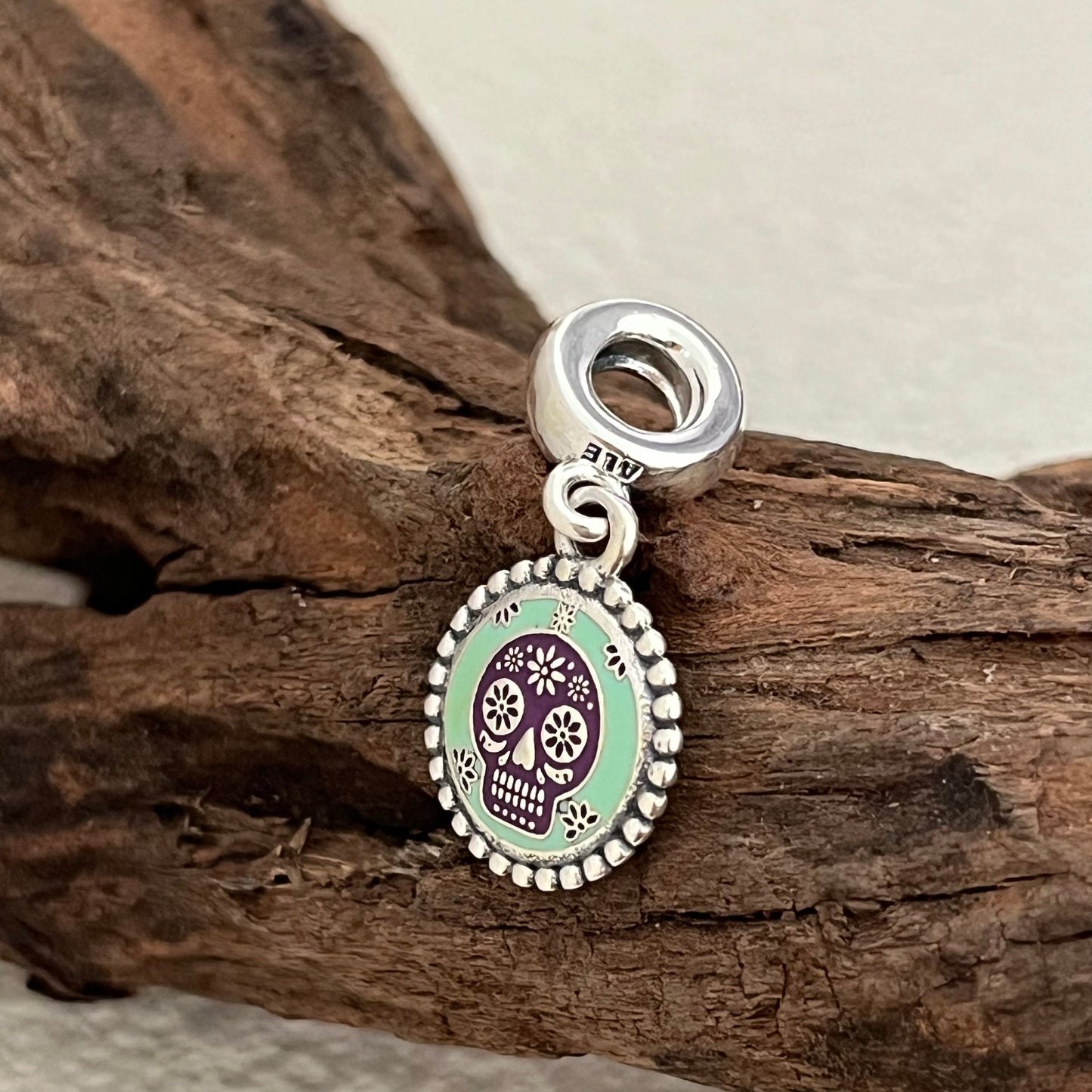 Skull Dia de Los Muertos Exclusive Dangle Charm Pendant for Pandora Bracelet