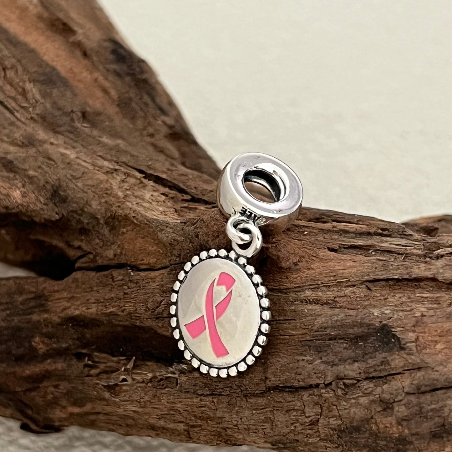 Pink Breast Cancer Survivor Oval Exclusive Dangle Charm Pendant for Pandora Bracelet