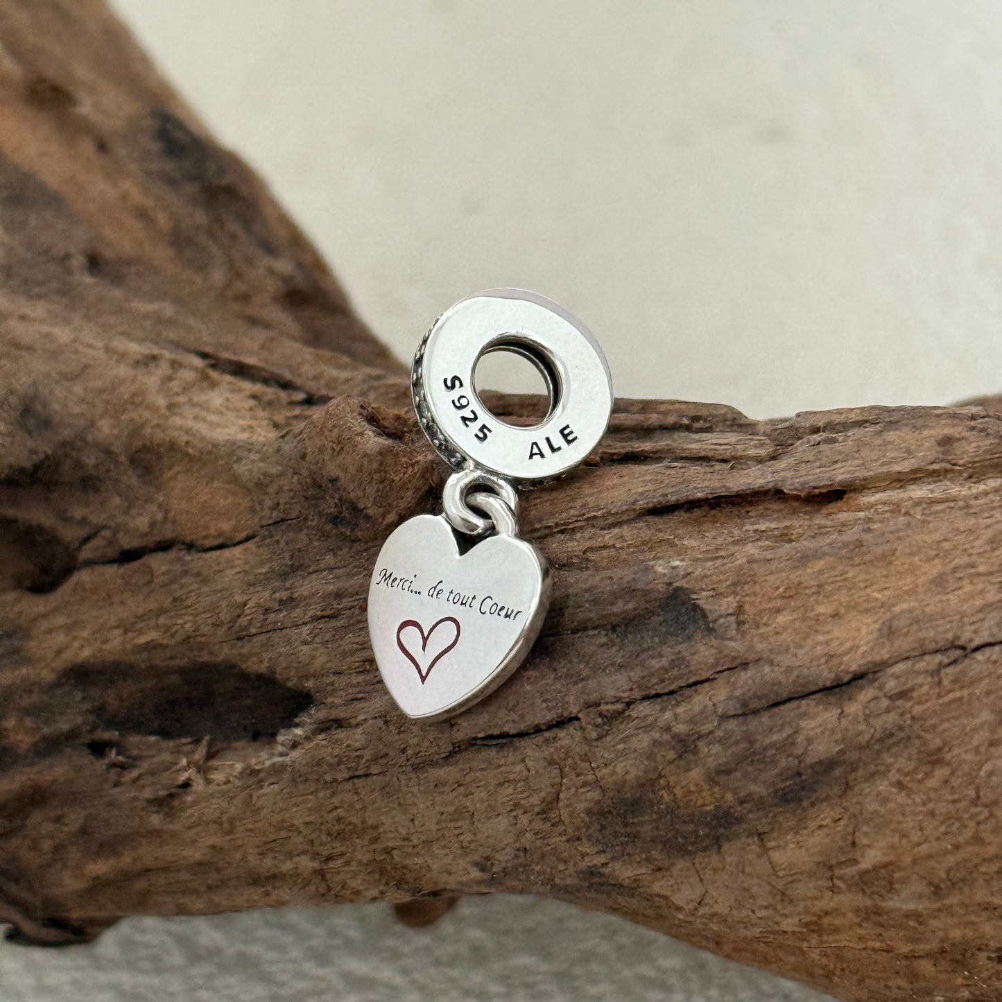 Merci.... de tout Coeur Heart Exclusive Dangle Charm Pendant for Pandora Bracelet