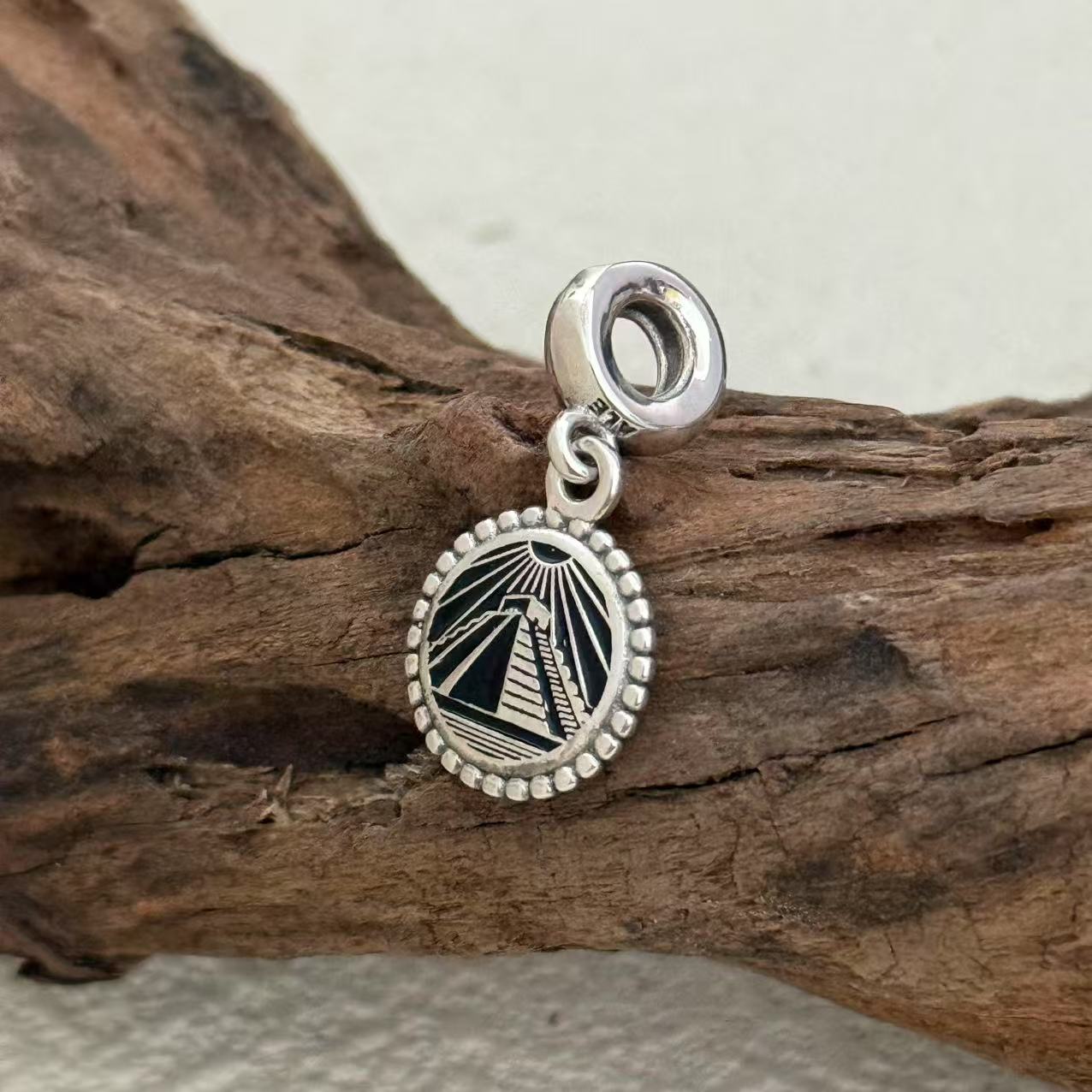 Piramide Negro y Plata Mexico Exclusive Dangle Charm Pendant for Pandora Bracelet