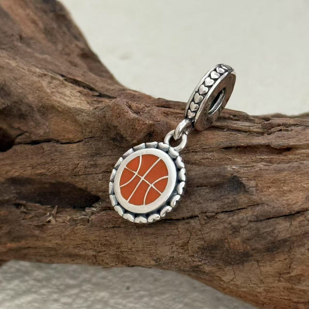 Basketball Swoosh! Exclusive Dangle Charm Pendant for Pandora Bracelet