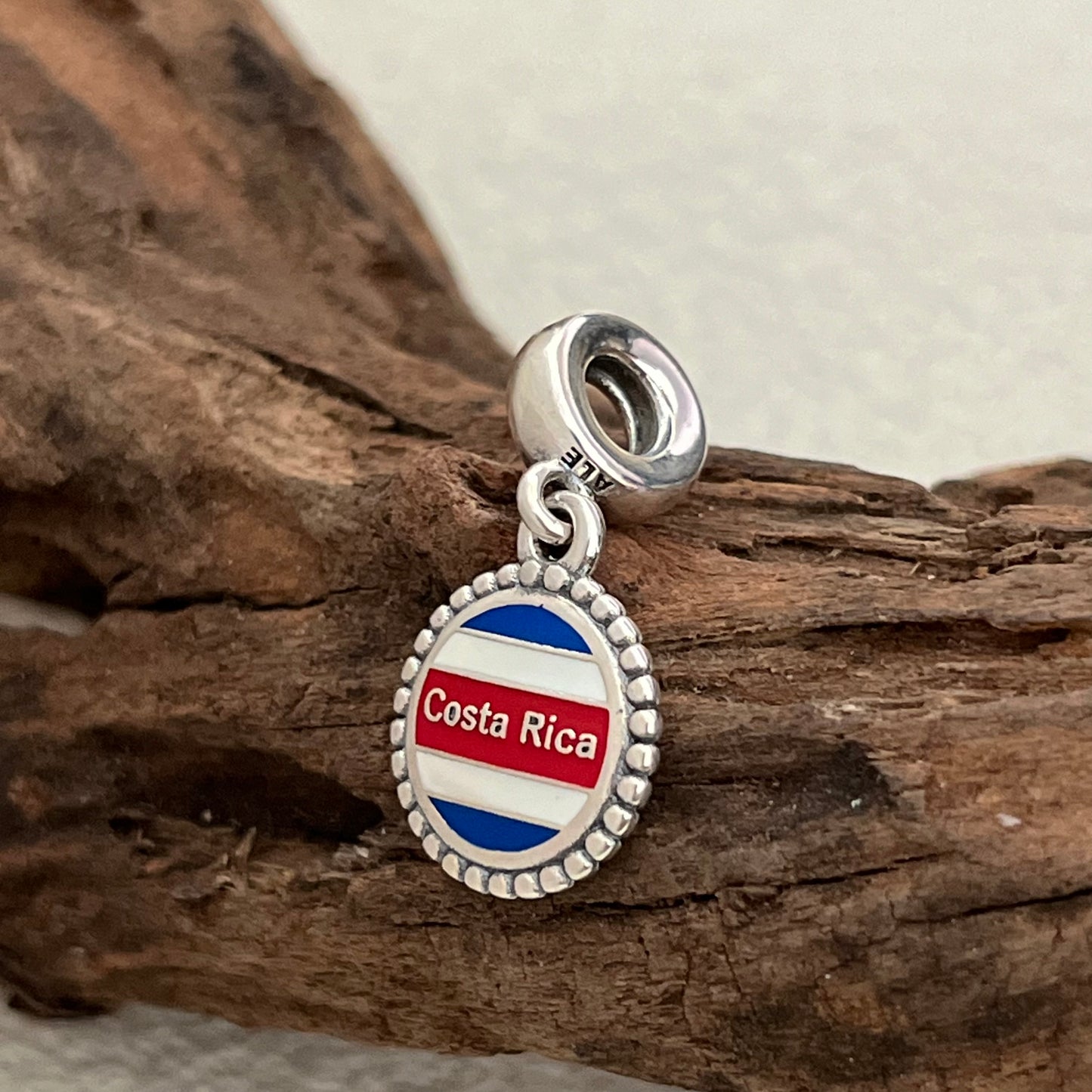 Costa Rica Flag Exclusive Dangle Charm Pendant for Pandora Bracelet S925 Silver
