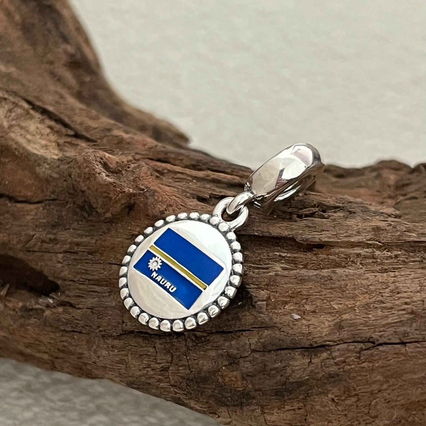 Nauru Flag Exclusive Dangle Charm Pendant for Pandora Bracelet S925 Silver