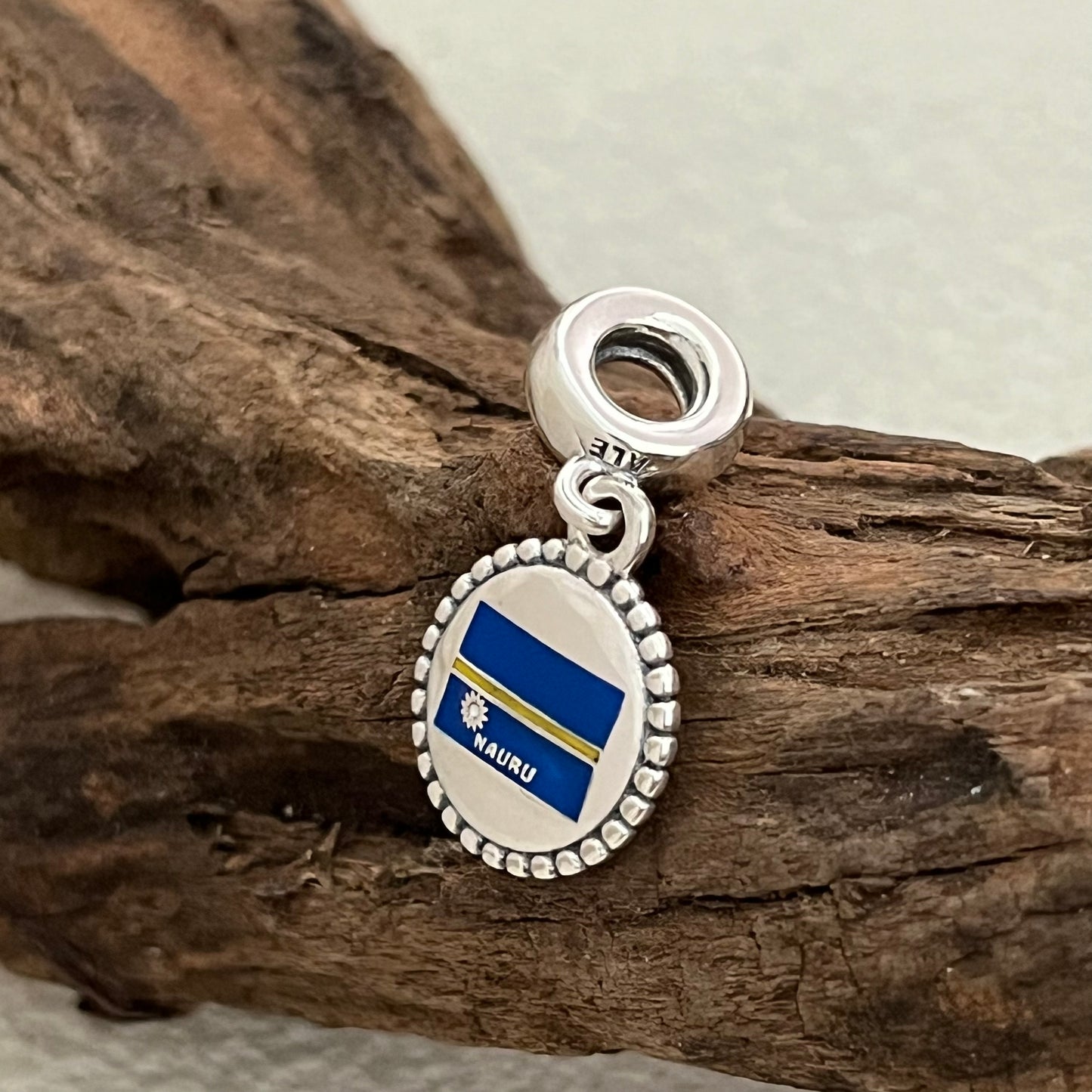 Nauru Flag Exclusive Dangle Charm Pendant for Pandora Bracelet S925 Silver