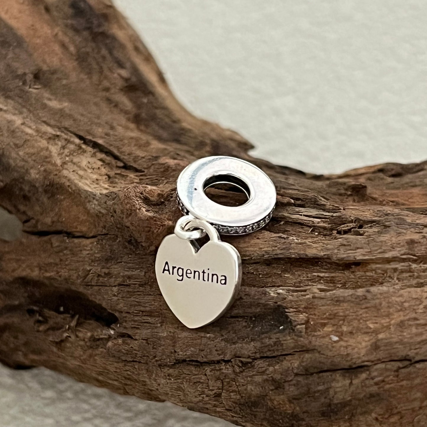 Argentina Flag Heart Exclusive Dangle Charm Pendant for Pandora Bracelet S925 Silver