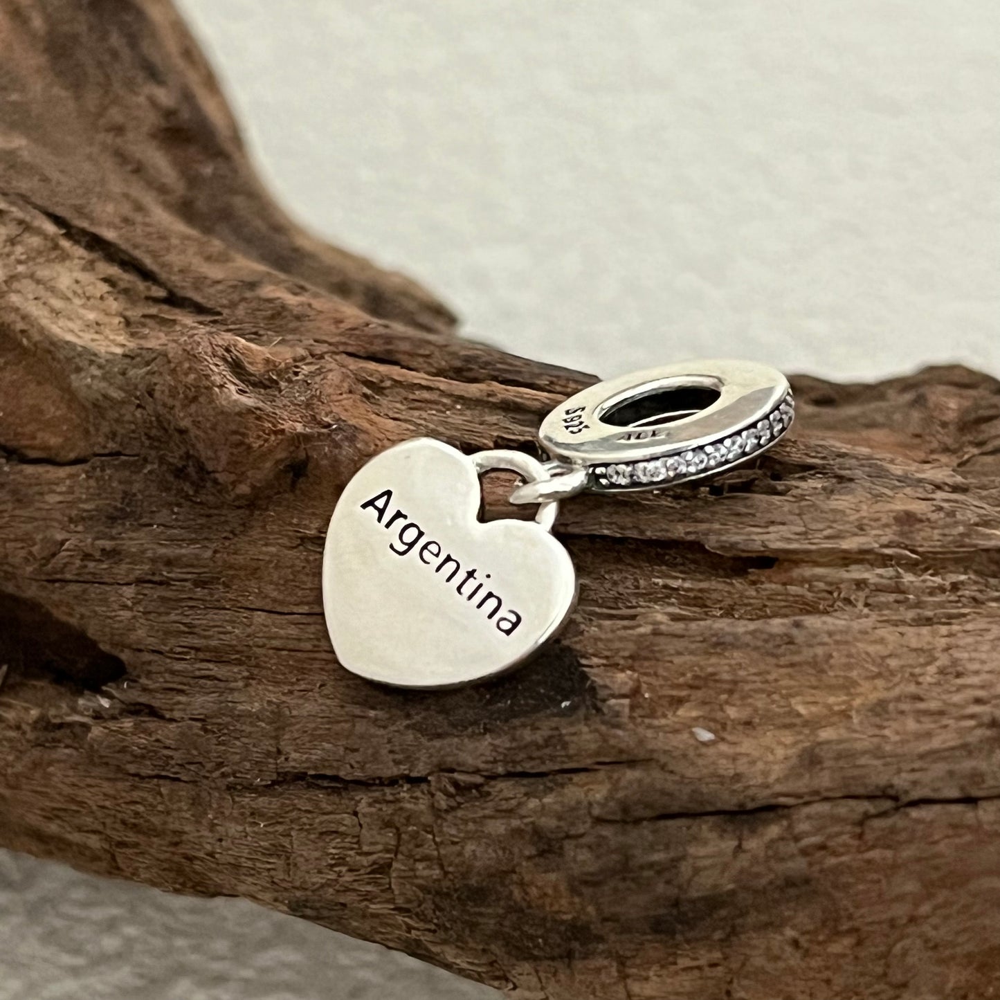Argentina Flag Heart Exclusive Dangle Charm Pendant for Pandora Bracelet S925 Silver