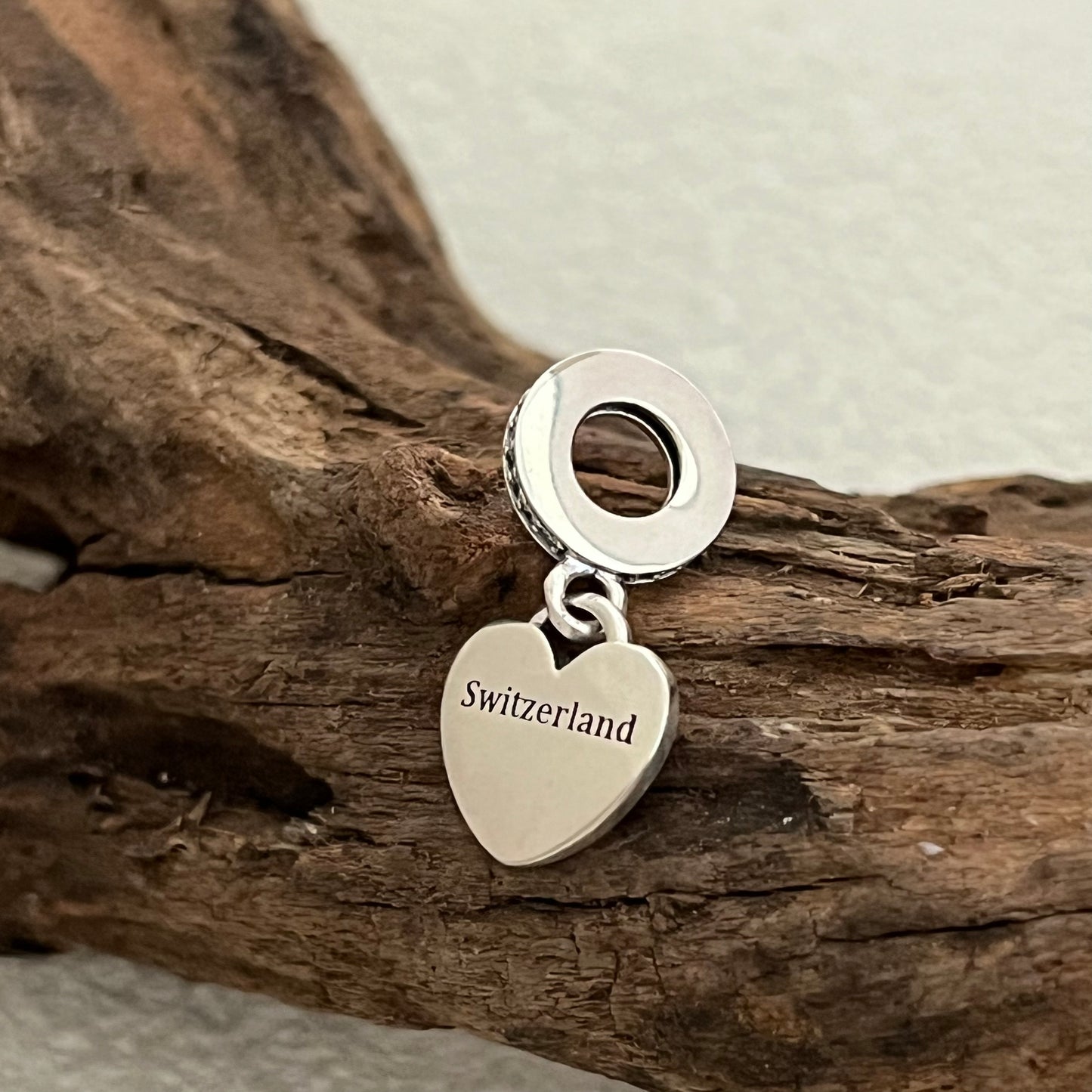 Switzerland Flag Heart Exclusive Dangle Charm Pendant for Pandora Bracelet S925 Silver
