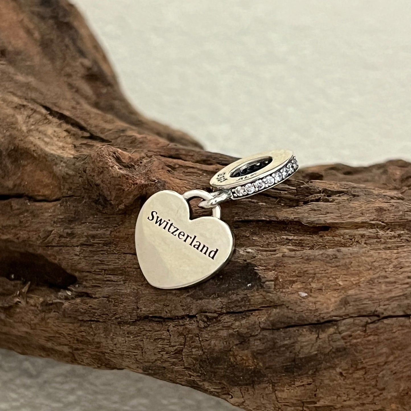 Switzerland Flag Heart Exclusive Dangle Charm Pendant for Pandora Bracelet S925 Silver
