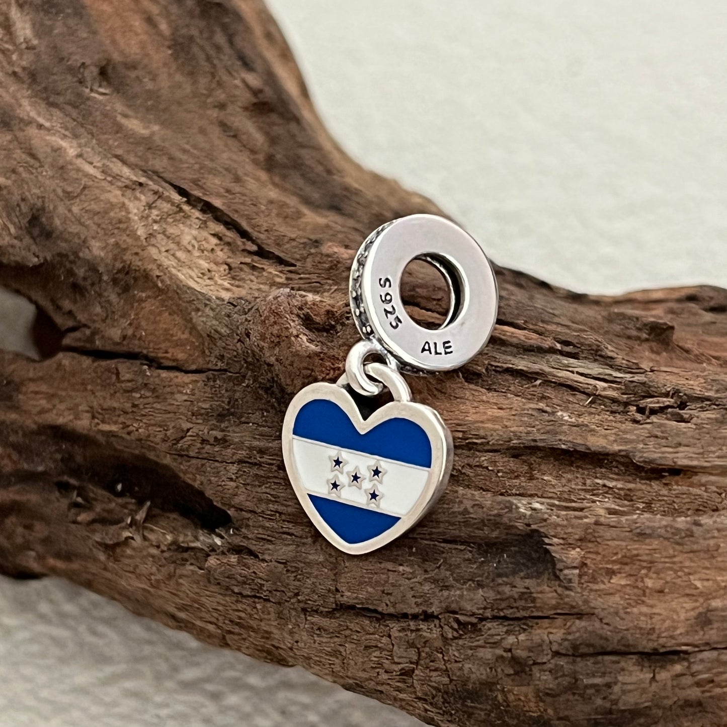Honduras Flag Heart Exclusive Dangle Charm Pendant for Pandora Bracelet S925 Silver