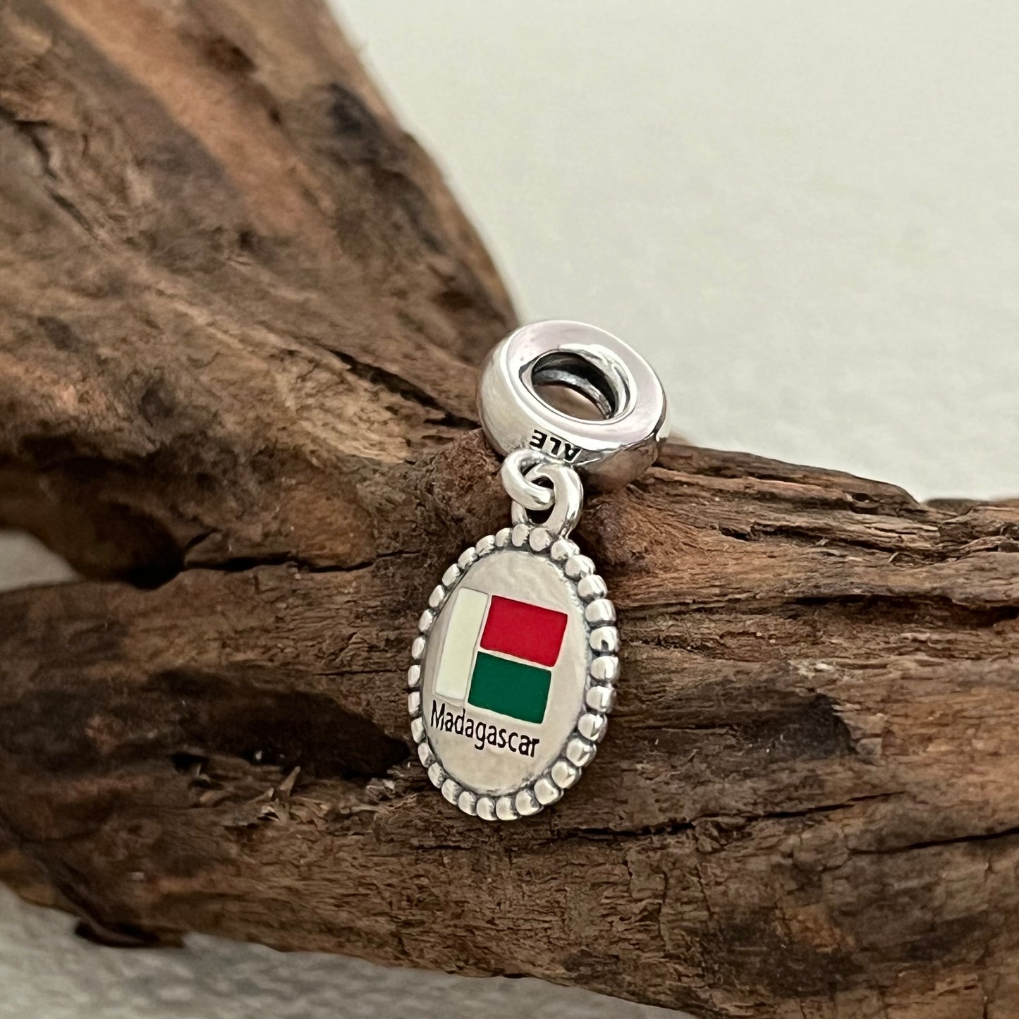 Madagascar Flag Exclusive Dangle Charm Pendant for Pandora Bracelet S925 Silver