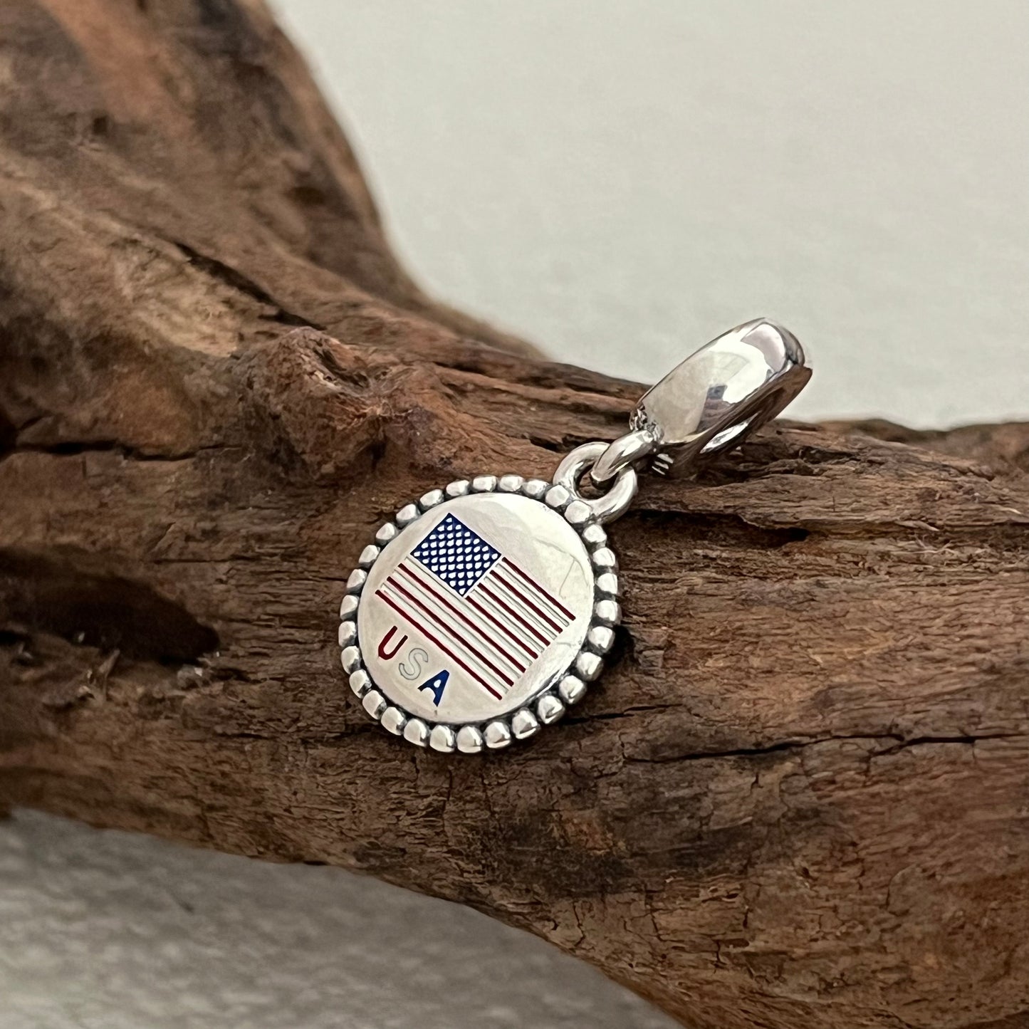 USA Flag America Flag Exclusive Dangle Charm Pendant for Pandora Bracelet S925 Silver