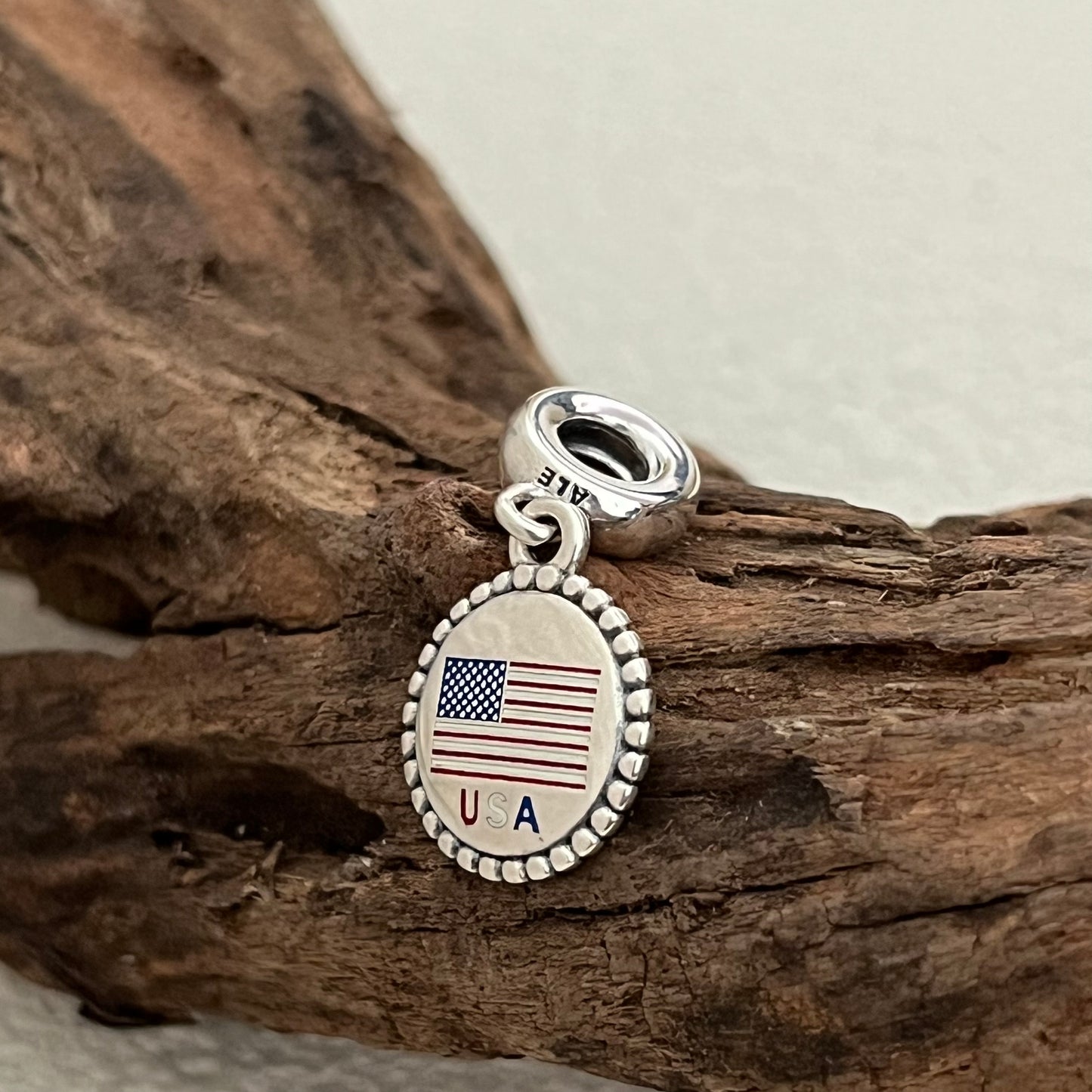 USA Flag America Flag Exclusive Dangle Charm Pendant for Pandora Bracelet S925 Silver
