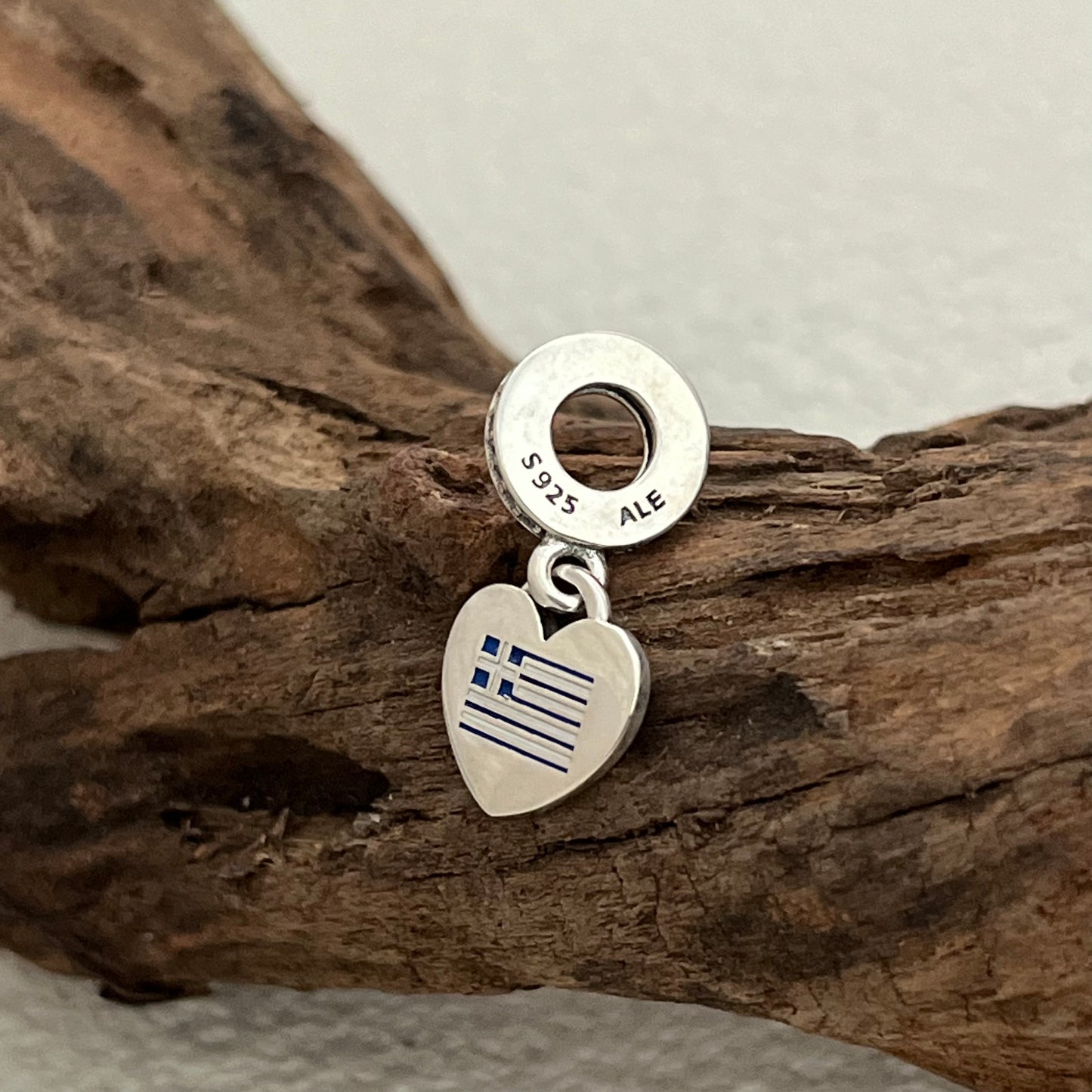 Greece Flag Heart Exclusive Dangle Charm Pendant for Pandora Bracelet S925 Silver