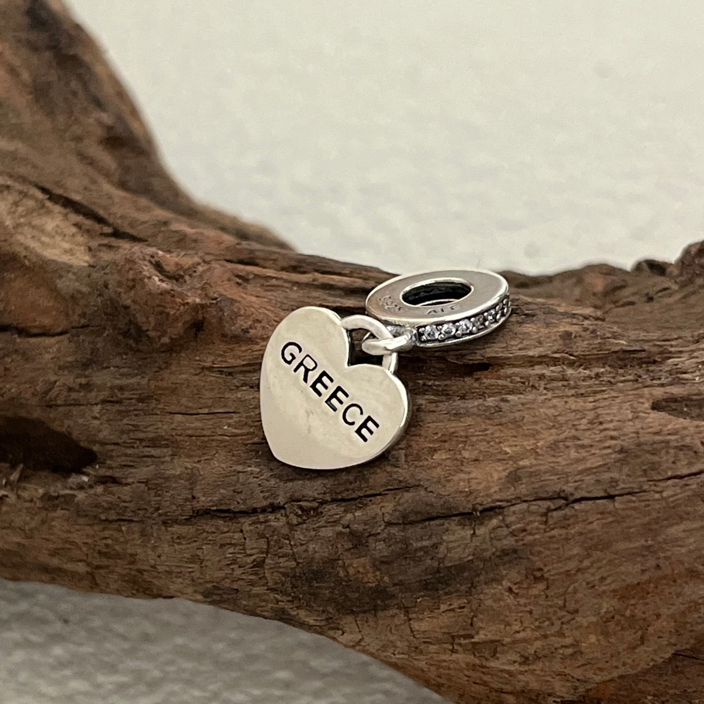 Greece Flag Heart Exclusive Dangle Charm Pendant for Pandora Bracelet S925 Silver