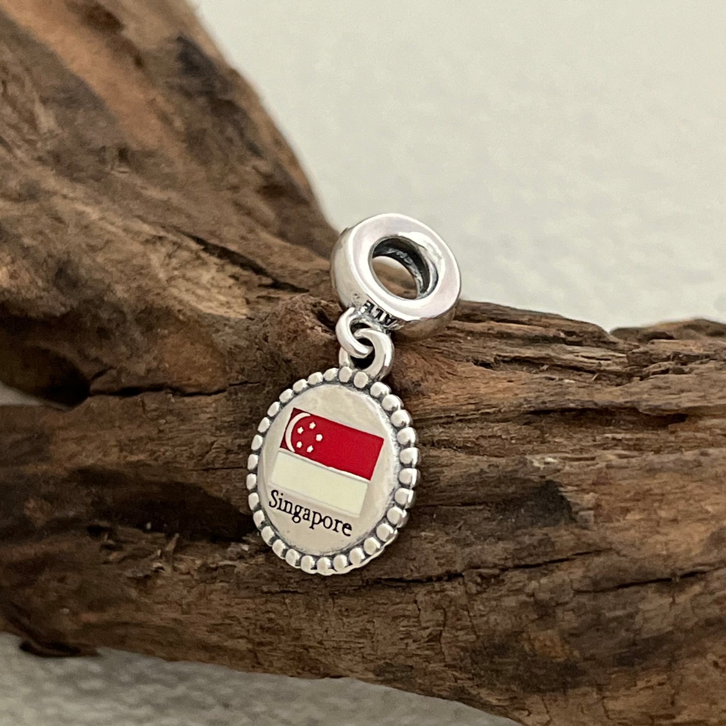Singapore Flag Exclusive Dangle Charm Pendant for Pandora Bracelet S925 Silver
