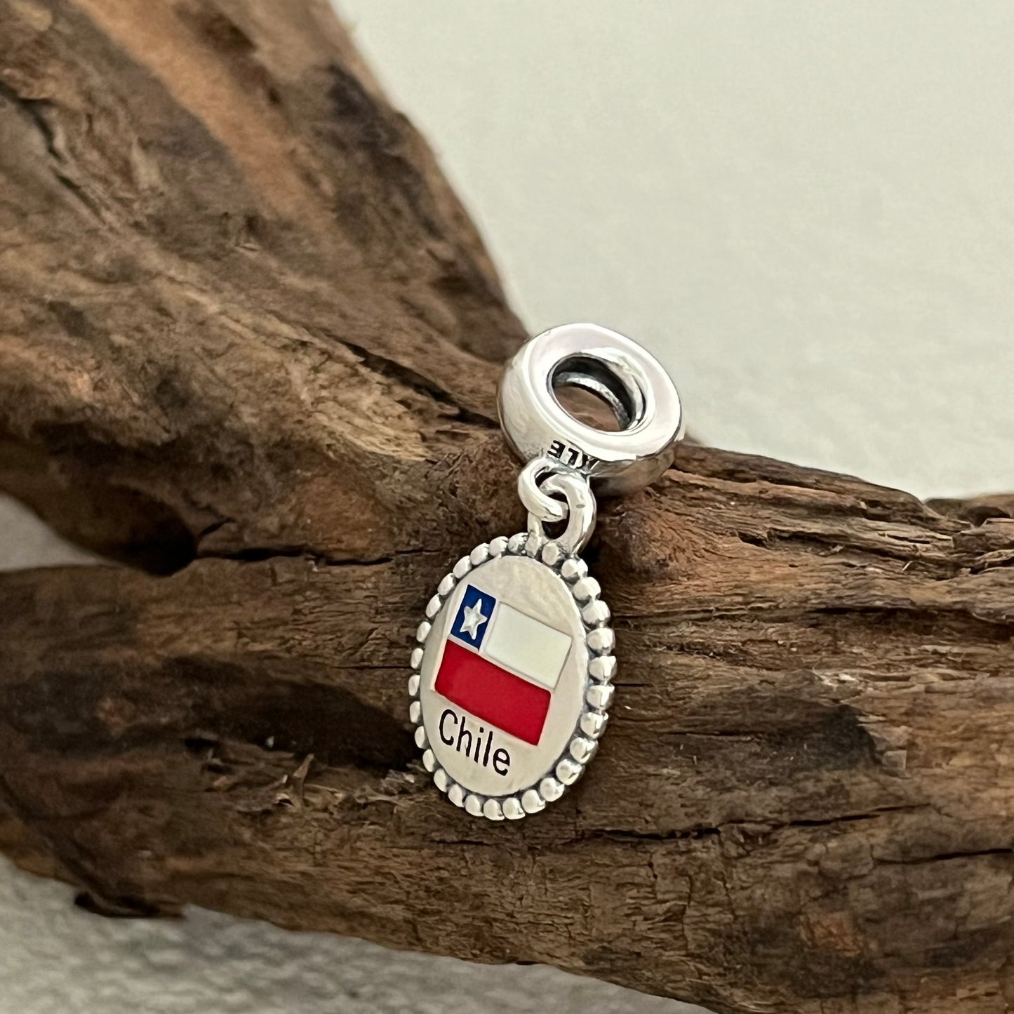 Chile Flag Exclusive Dangle Charm Pendant for Pandora Bracelet S925 Silver
