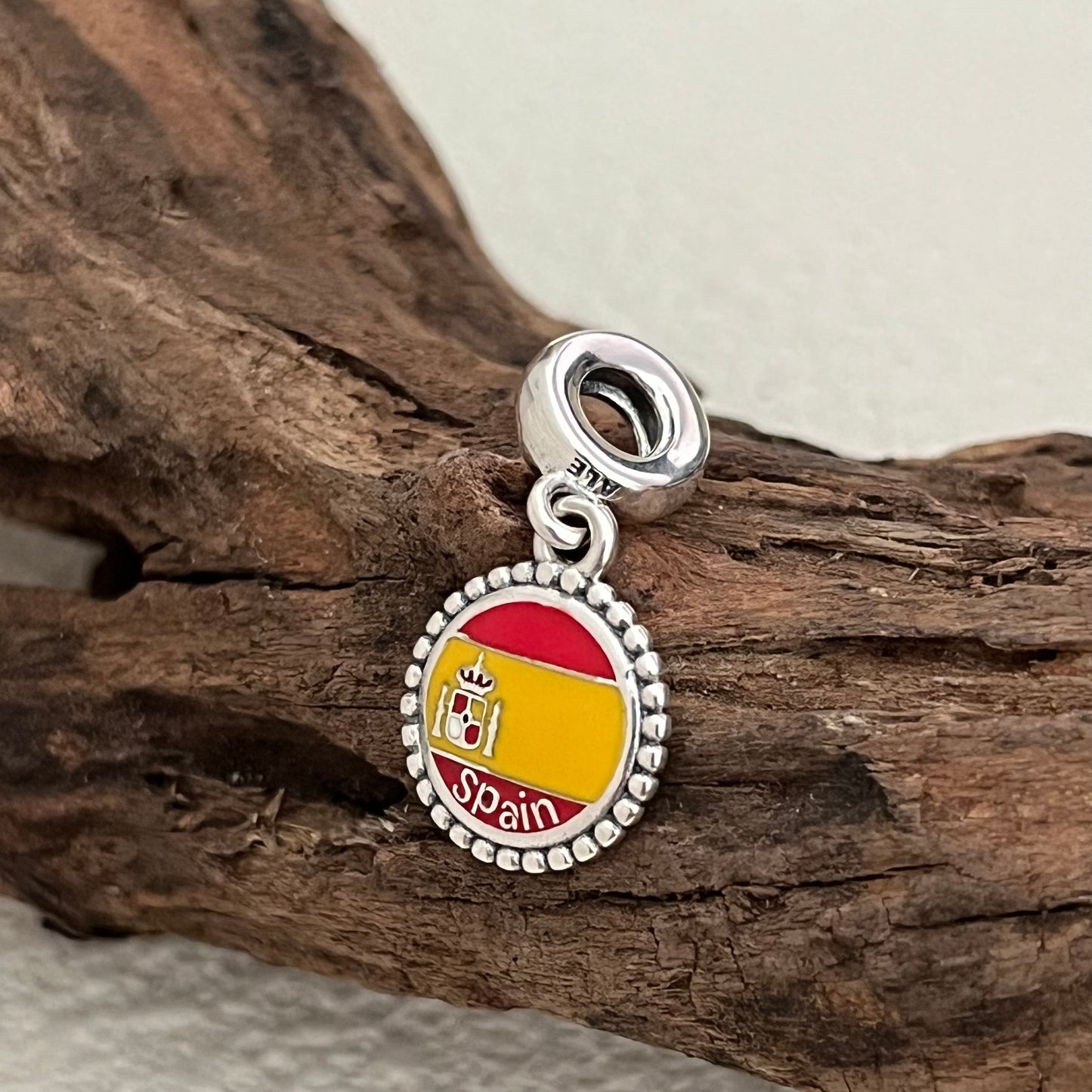 Spain Flag Exclusive Dangle Charm Pendant for Pandora Bracelet S925 Silver