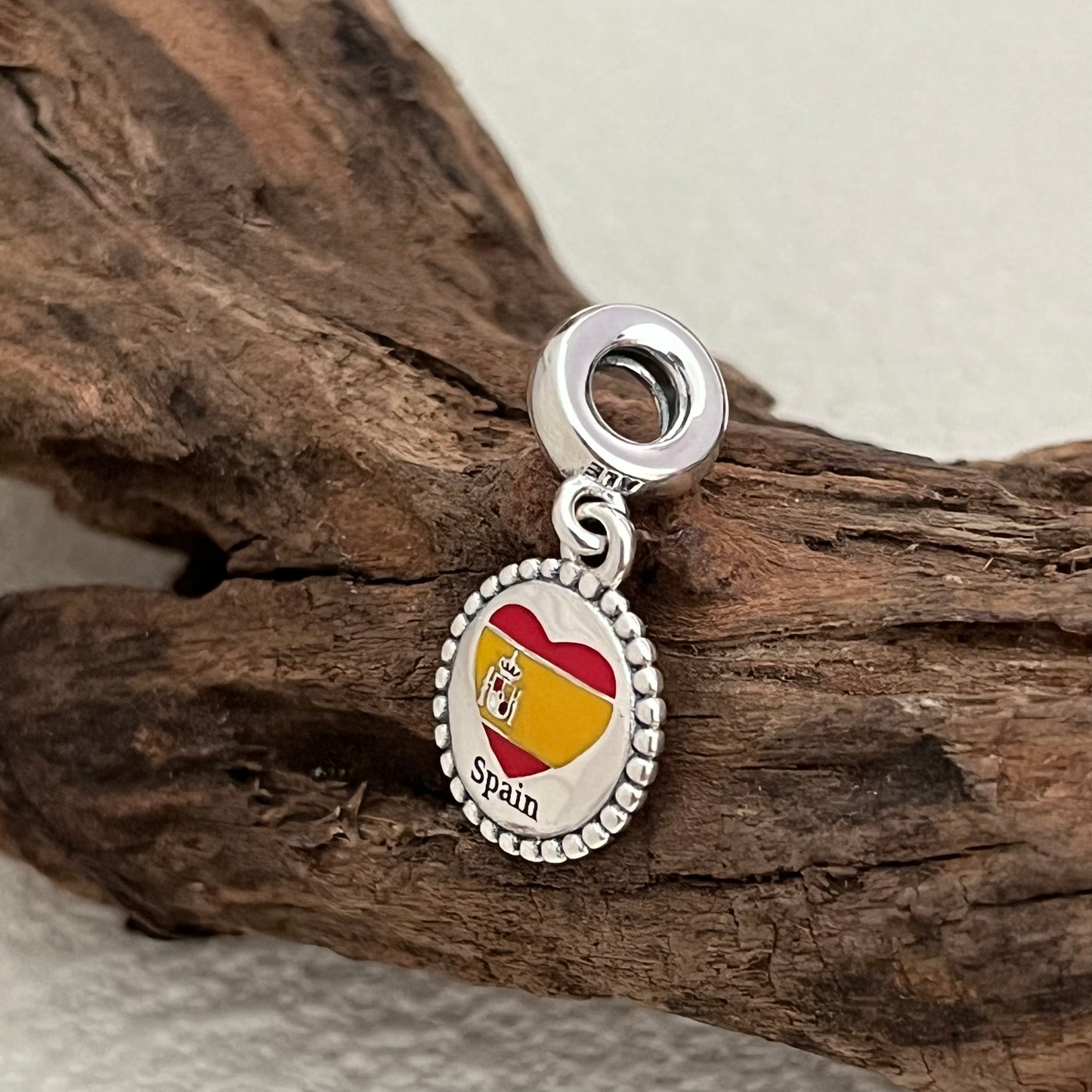 Spain Heart Flag Exclusive Dangle Charm Pendant for Pandora Bracelet S925 Silver