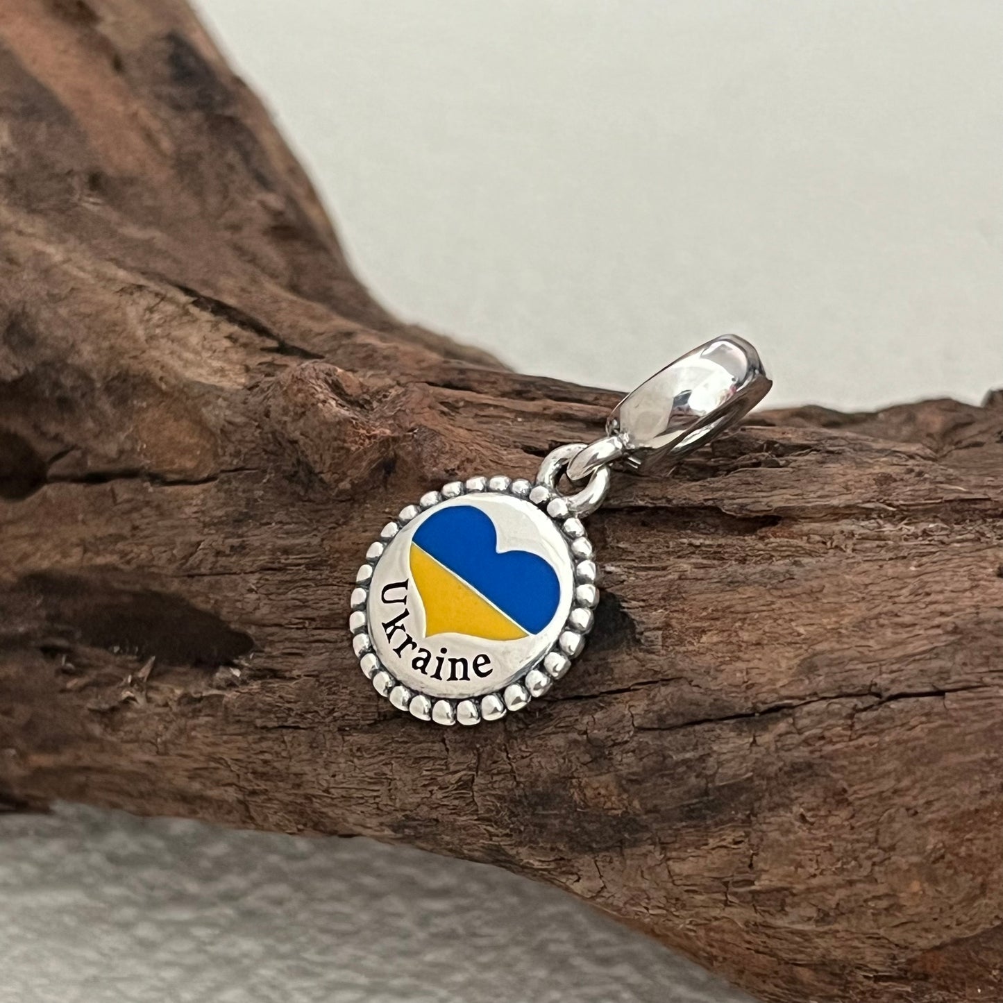 Ukraine Heart Flag Exclusive Dangle Charm Pendant for Pandora Bracelet S925 Silver