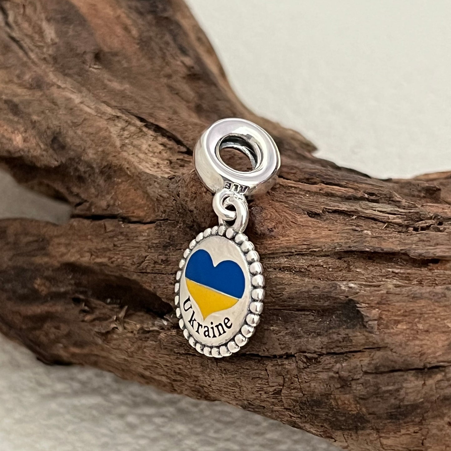 Ukraine Heart Flag Exclusive Dangle Charm Pendant for Pandora Bracelet S925 Silver