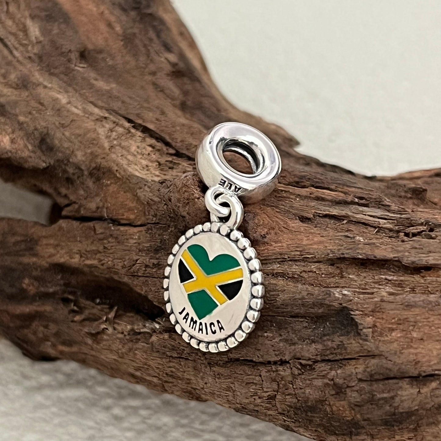JAMAICA Heart Flag Exclusive Dangle Charm Pendant for Pandora Bracelet S925 Silver