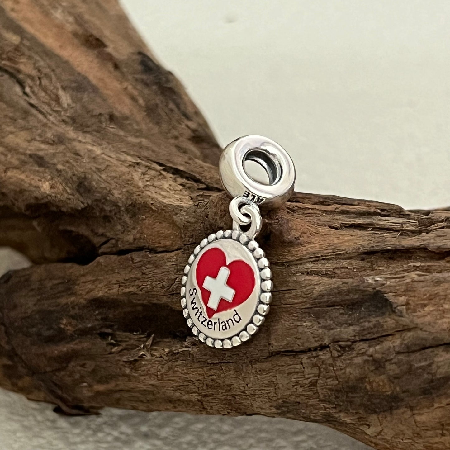 Switzerland Heart Flag Exclusive Dangle Charm Pendant for Pandora Bracelet S925 Silver