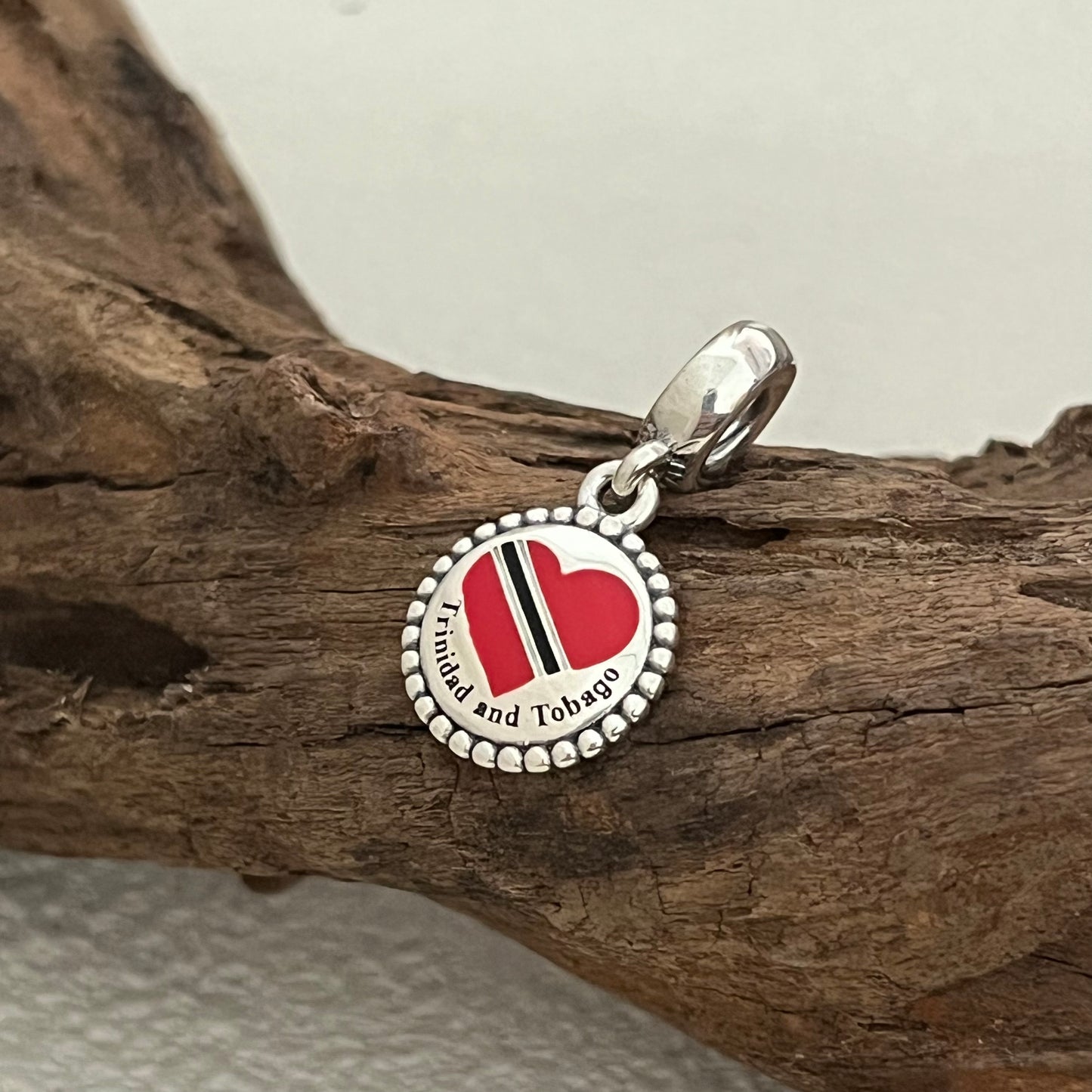 Trinidad and Tobago Heart Flag Exclusive Dangle Charm Pendant for Pandora Bracelet S925 Silver