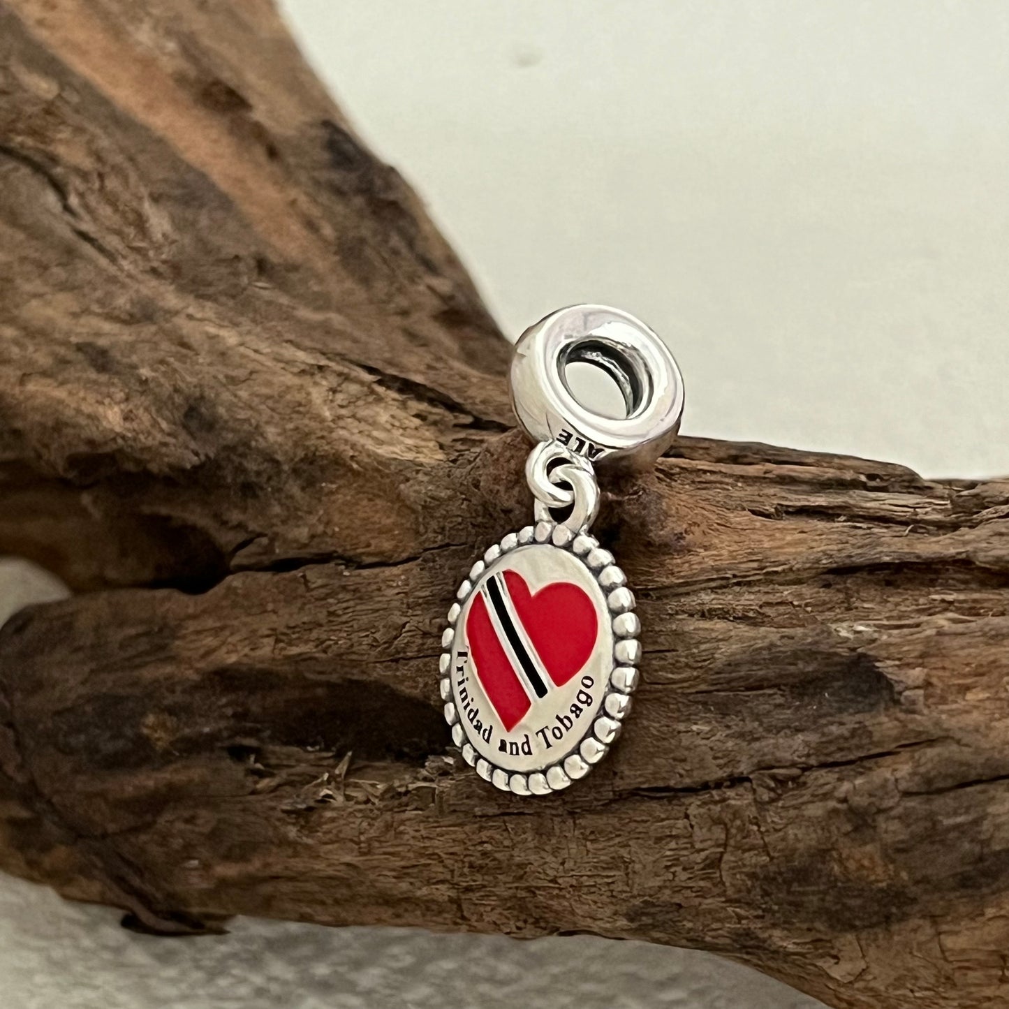 Trinidad and Tobago Heart Flag Exclusive Dangle Charm Pendant for Pandora Bracelet S925 Silver