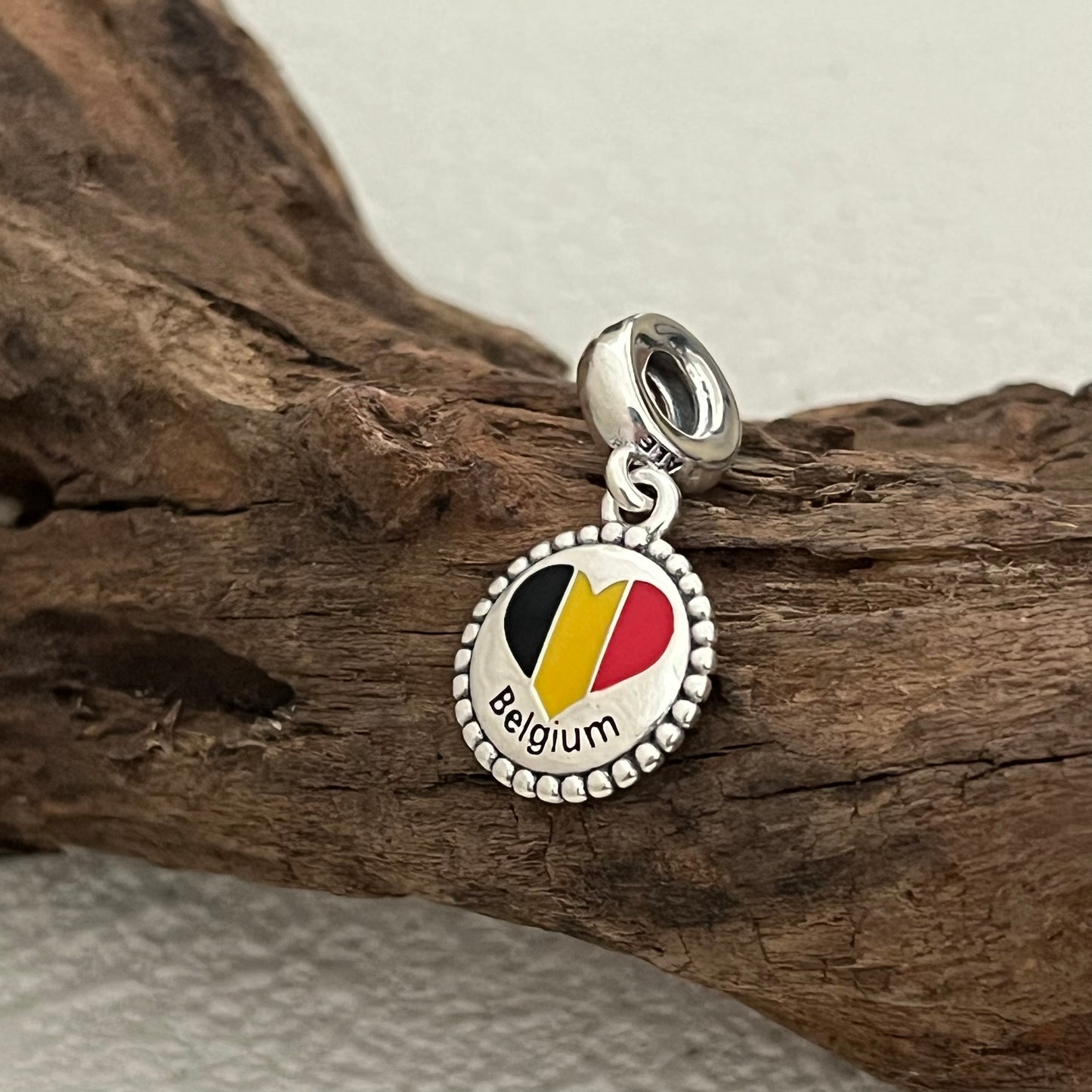 Belgium Heart Flag Exclusive Dangle Charm Pendant for Pandora Bracelet S925 Silver