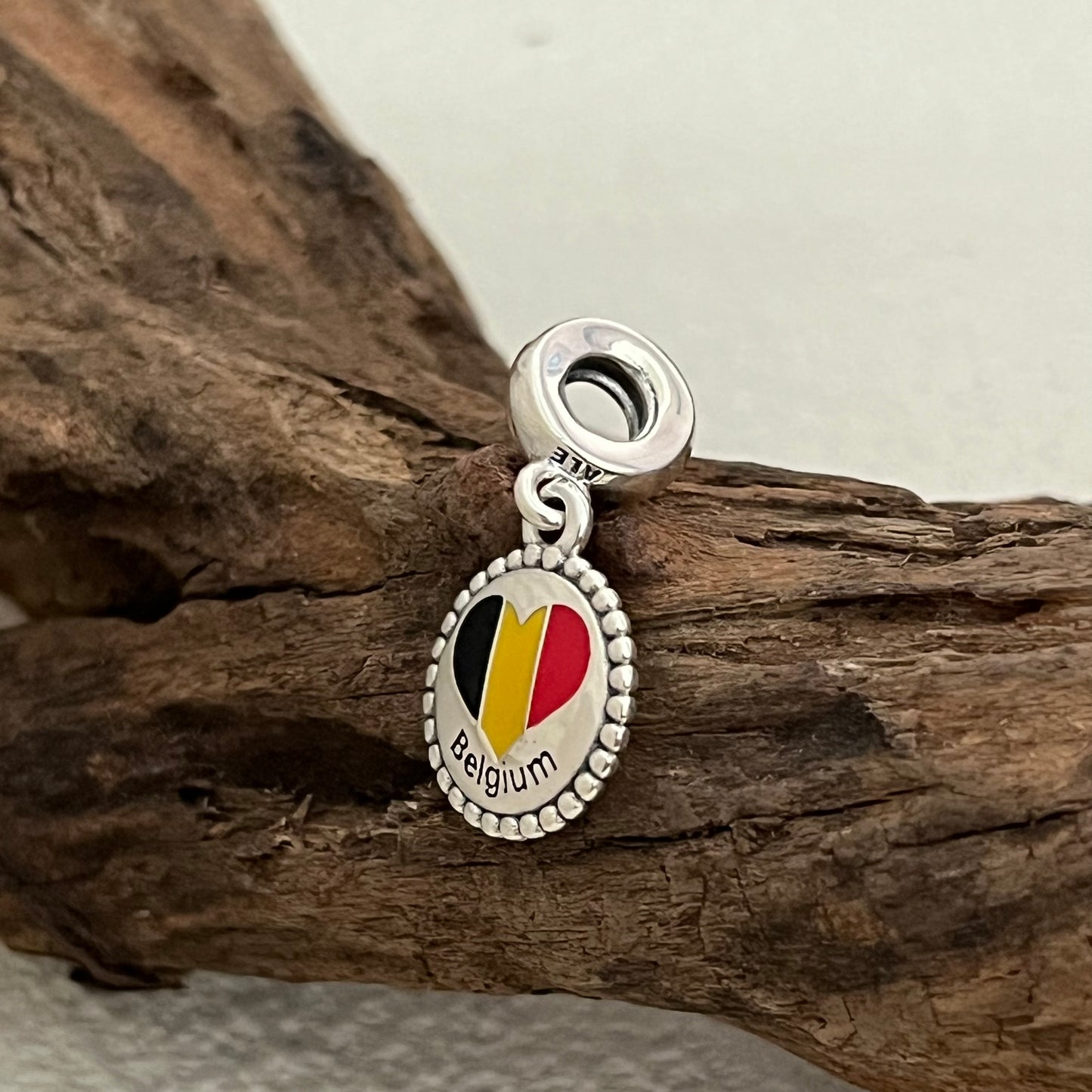 Belgium Heart Flag Exclusive Dangle Charm Pendant for Pandora Bracelet S925 Silver