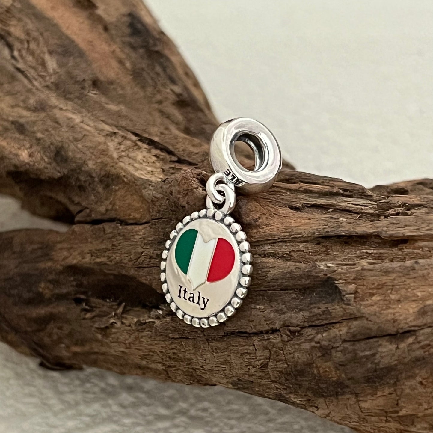 Italy Heart Flag Exclusive Dangle Charm Pendant for Pandora Bracelet S925 Silver