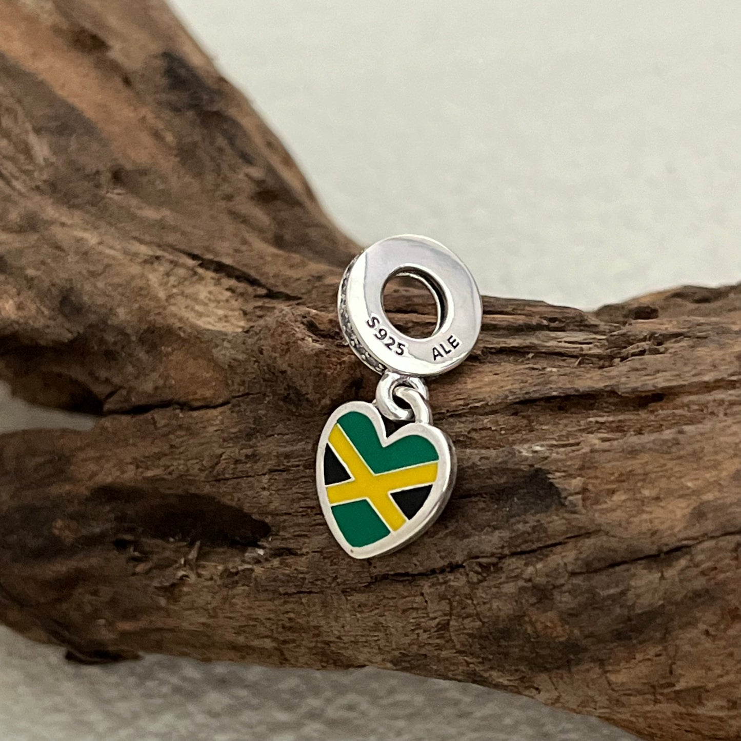 Jamaica Flag Exclusive Heart Dangle Charm Pendant for Pandora Bracelet S925 Silver