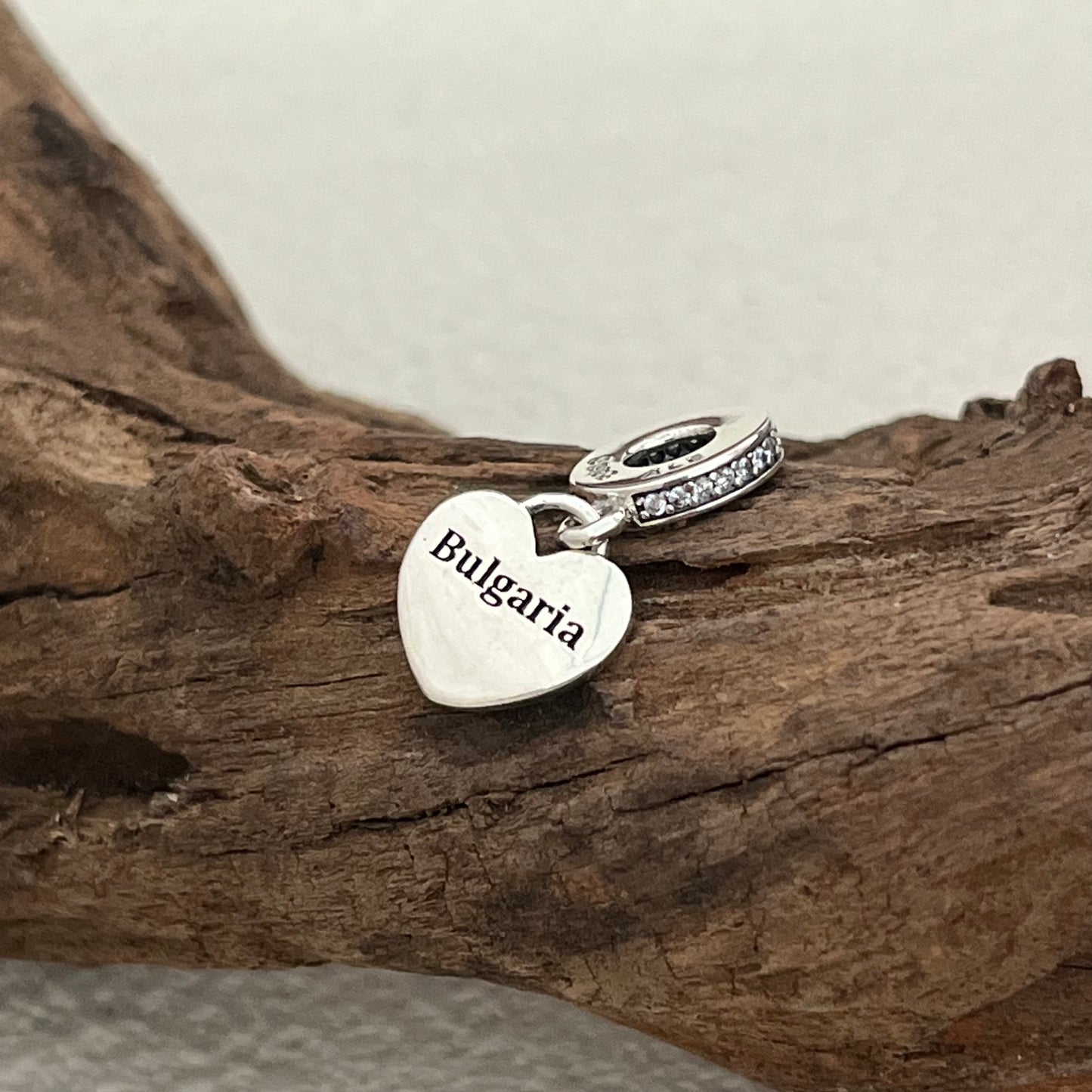 Bulgaria Flag Exclusive Heart Dangle Charm Pendant for Pandora Bracelet S925 Silver