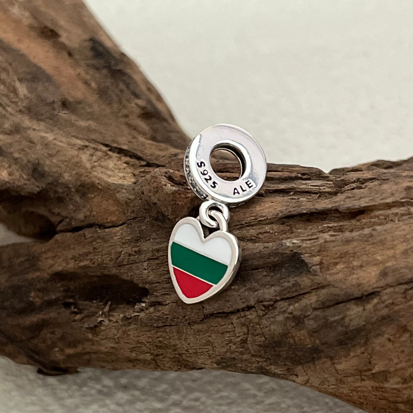Bulgaria Flag Exclusive Heart Dangle Charm Pendant for Pandora Bracelet S925 Silver