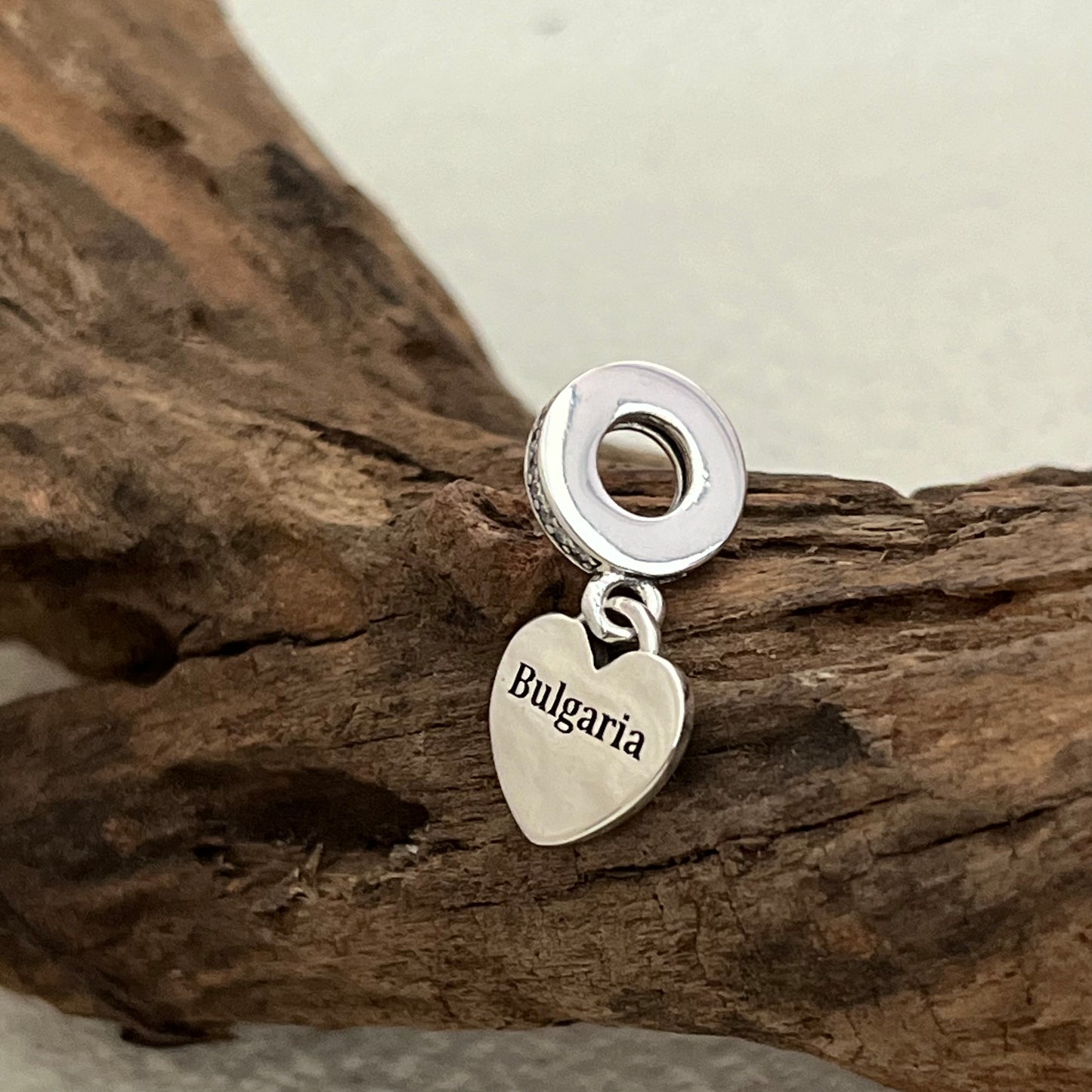 Bulgaria Flag Exclusive Heart Dangle Charm Pendant for Pandora Bracelet S925 Silver