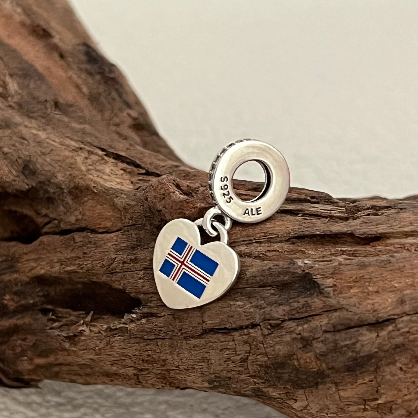 ICELAND Flag Exclusive Heart Dangle Charm Pendant for Pandora Bracelet S925 Silver