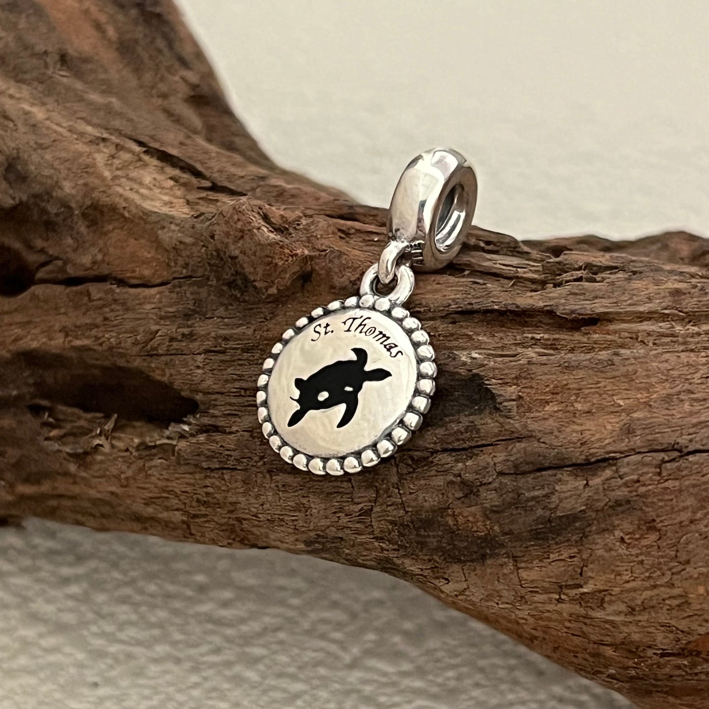 ST, THOMAS Black turtle Exclusive Heart Dangle Charm Pendant for Pandora Bracelet S925 Silver