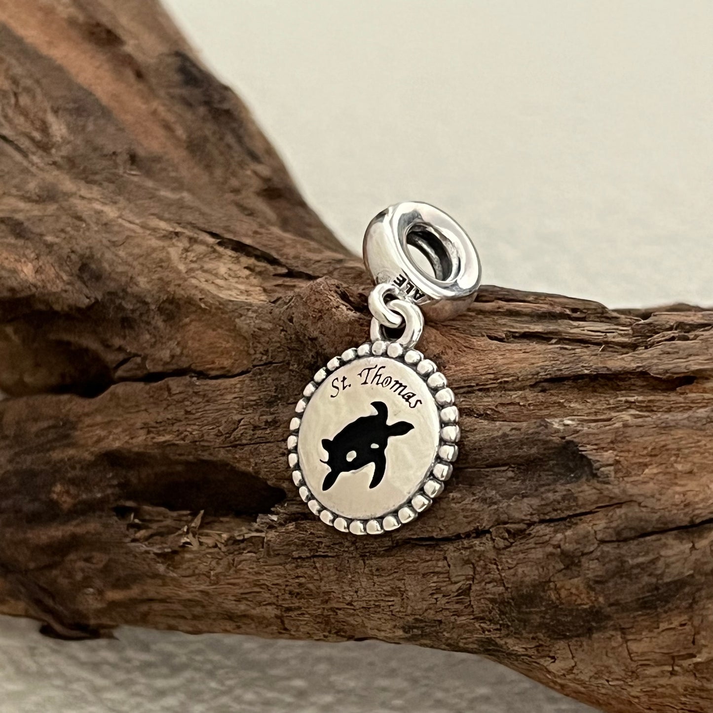 ST, THOMAS Black turtle Exclusive Heart Dangle Charm Pendant for Pandora Bracelet S925 Silver