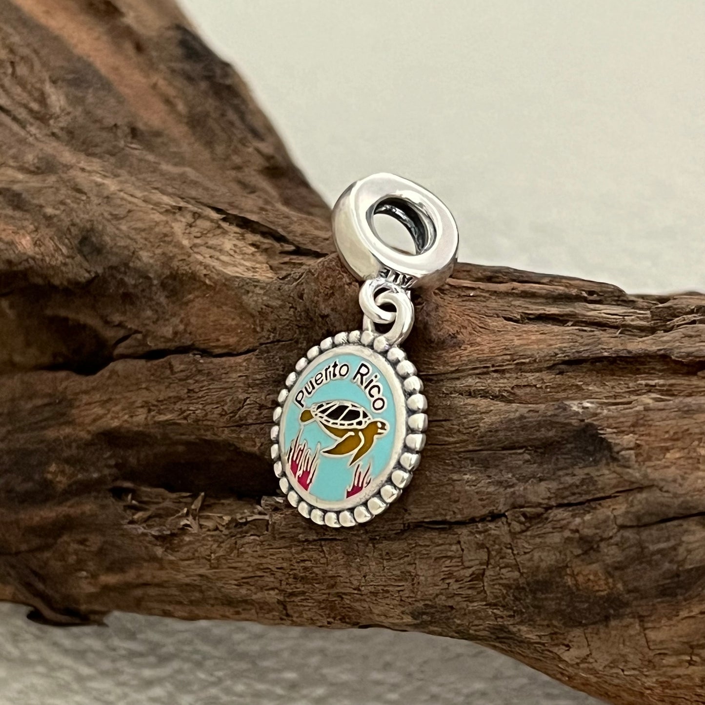 Puerto Rico Sea turtle Exclusive Dangle Charm Pendant for Pandora Bracelet S925 Silver