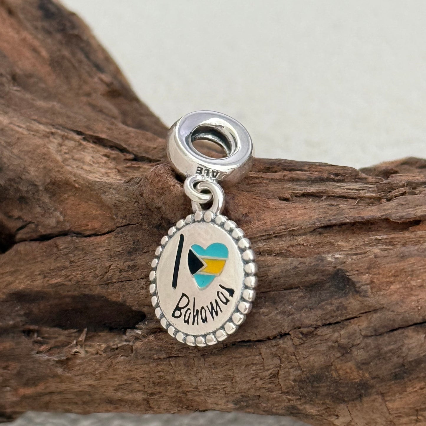 I Love Bahamas Heart Flag Exclusive Dangle Charm Pendant for Pandora Bracelet S925 Silver